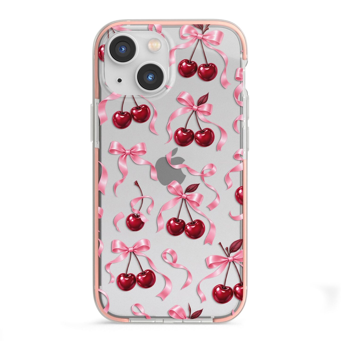 Cherry Silk Bows iPhone 13 Mini TPU Impact Case with Pink Edges