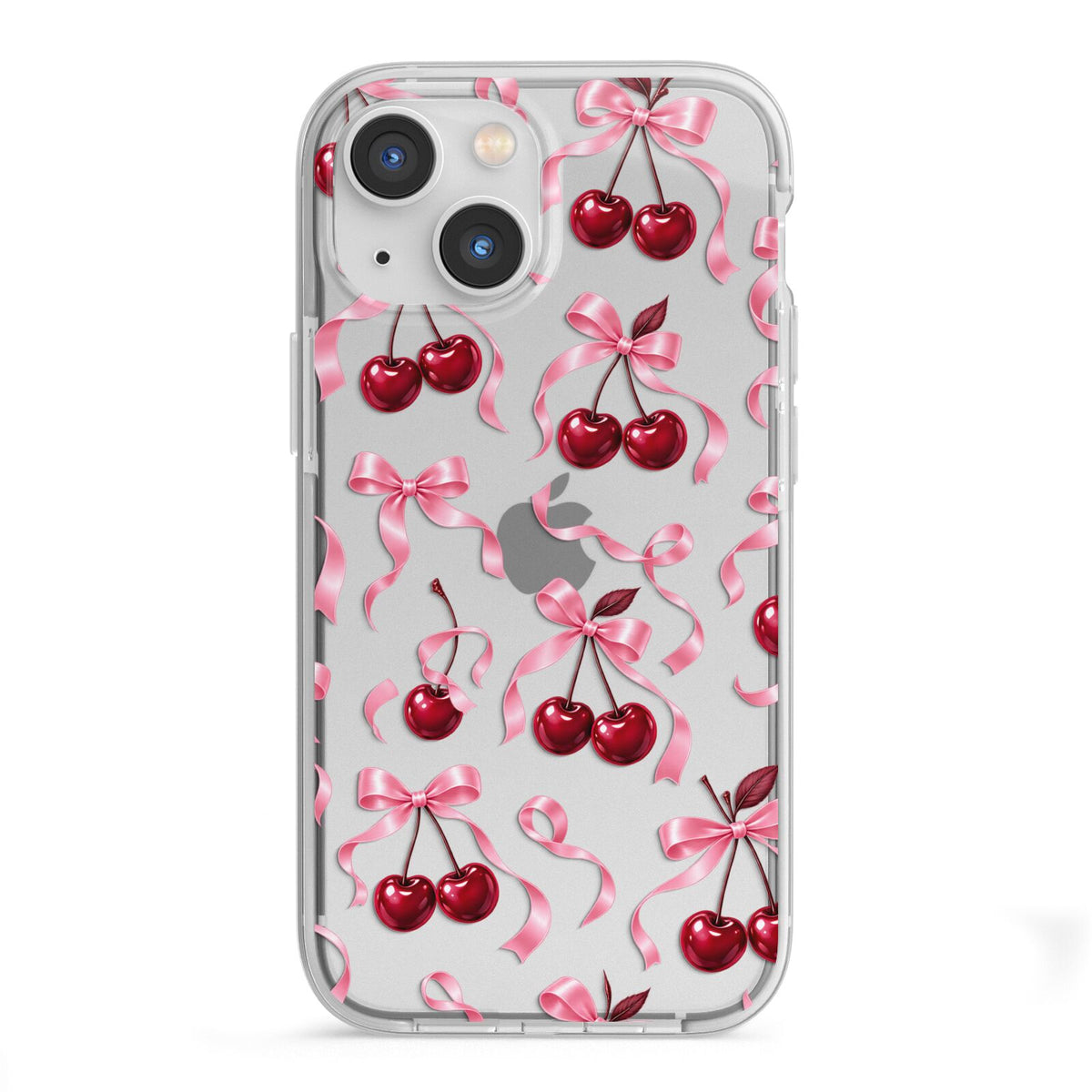 Cherry Silk Bows iPhone 13 Mini TPU Impact Case with White Edges