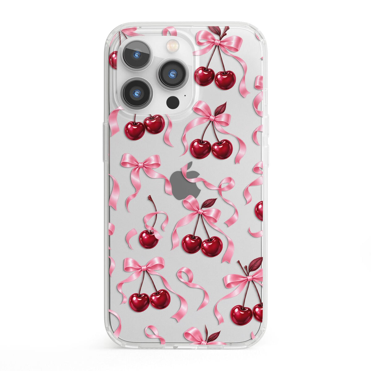 Cherry Silk Bows iPhone 13 Pro Clear Bumper Case