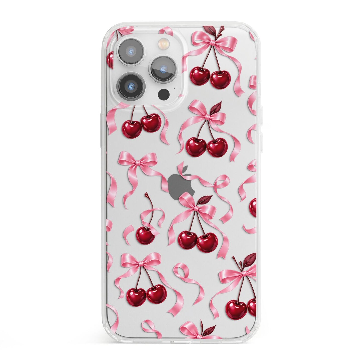Cherry Silk Bows iPhone 13 Pro Max Clear Bumper Case