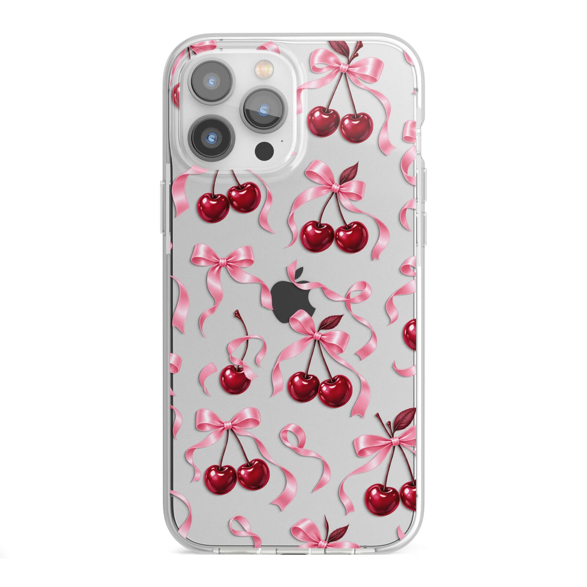 Cherry Silk Bows iPhone 13 Pro Max TPU Impact Case with White Edges