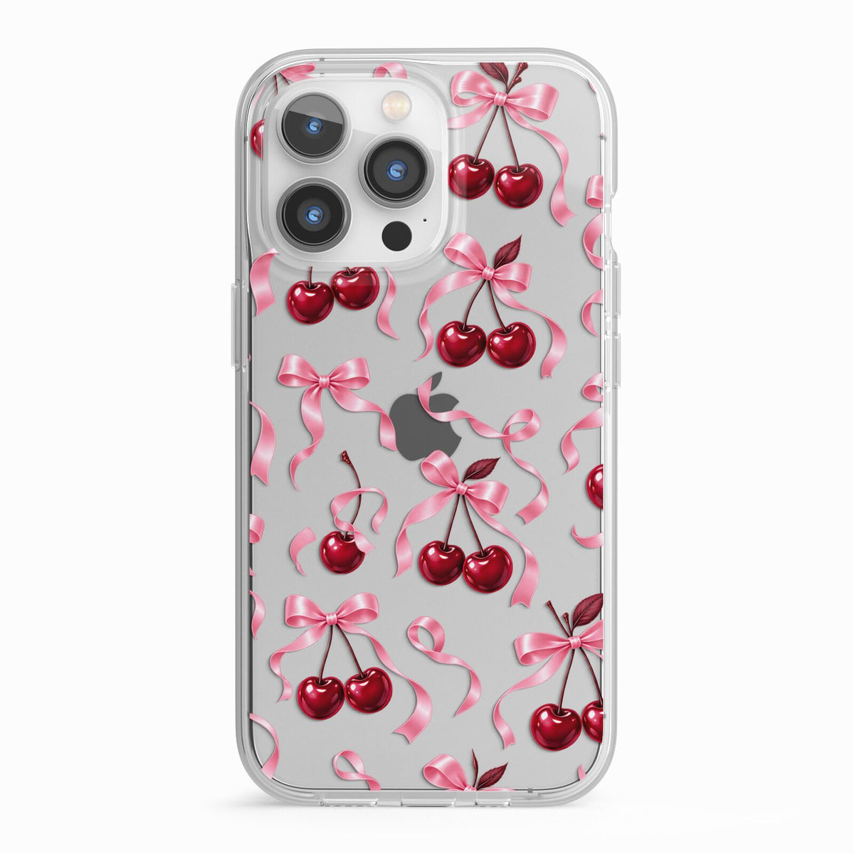 Cherry Silk Bows iPhone 13 Pro TPU Impact Case with White Edges
