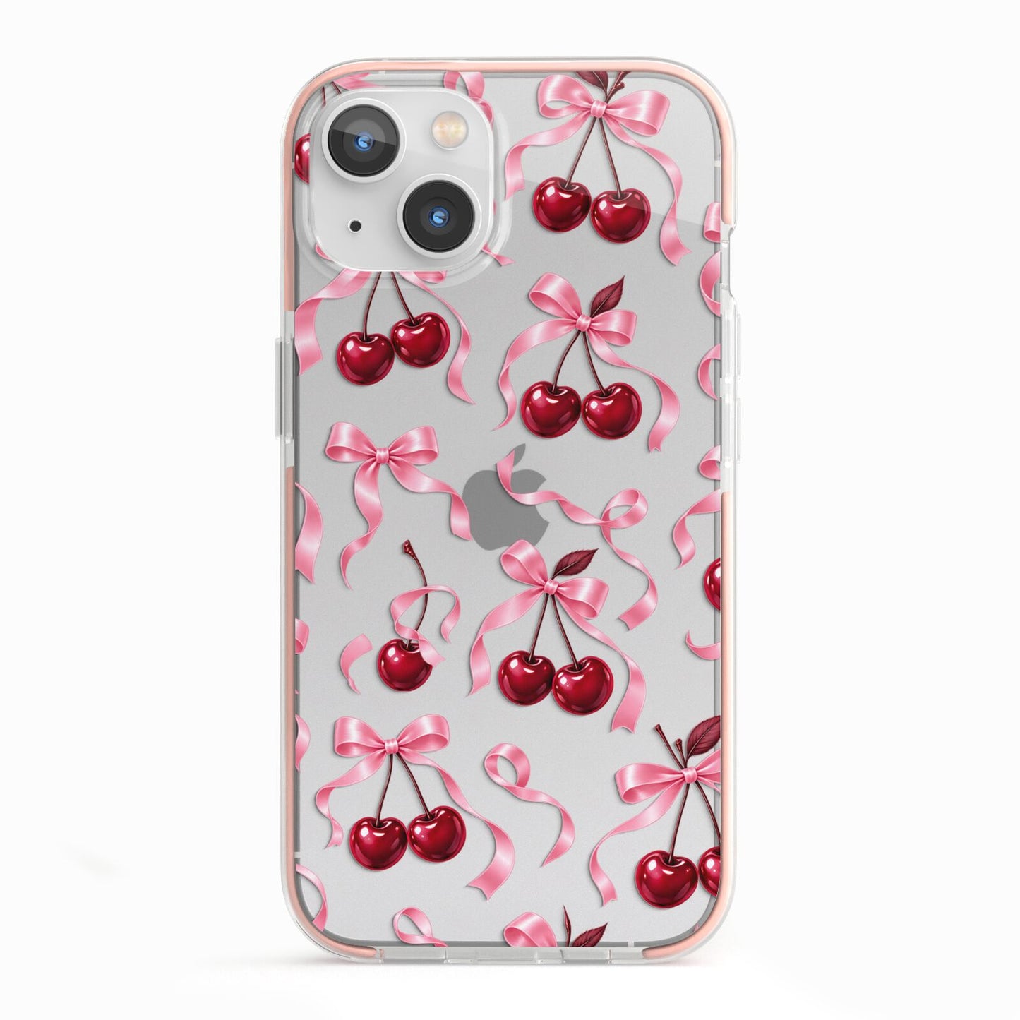 Cherry Silk Bows iPhone 13 TPU Impact Case with Pink Edges