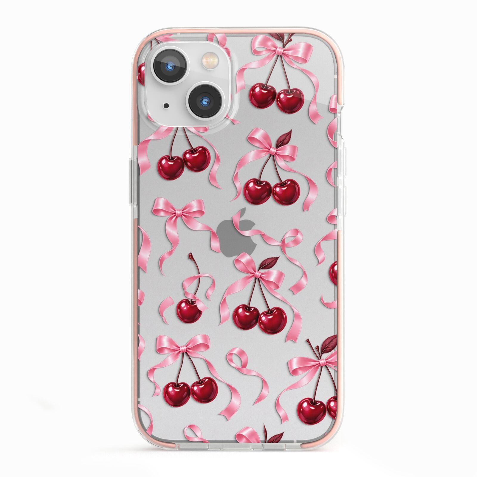 Cherry Silk Bows iPhone 13 TPU Impact Case with Pink Edges