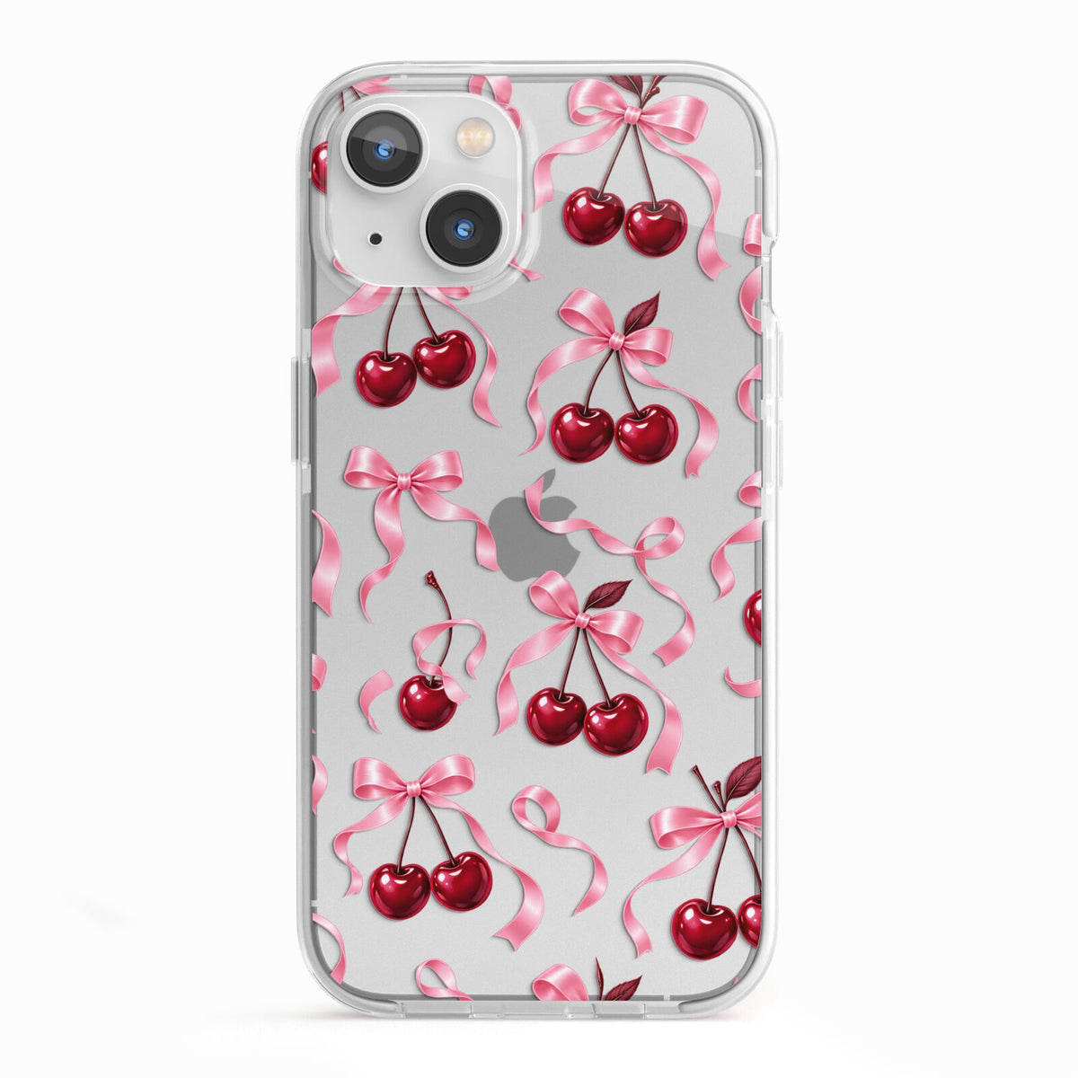 Cherry Silk Bows iPhone 13 TPU Impact Case with White Edges