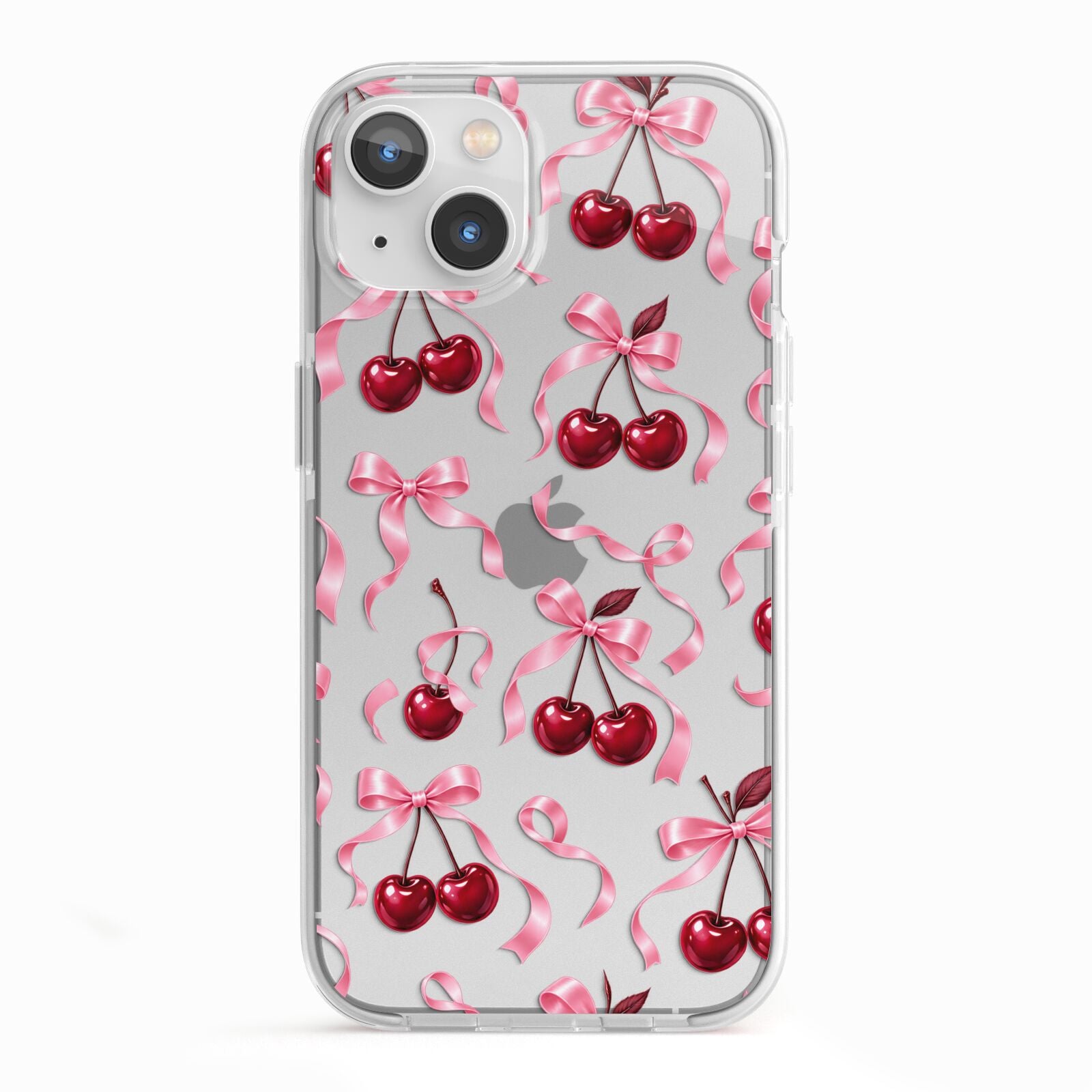 Cherry Silk Bows iPhone 13 TPU Impact Case with White Edges