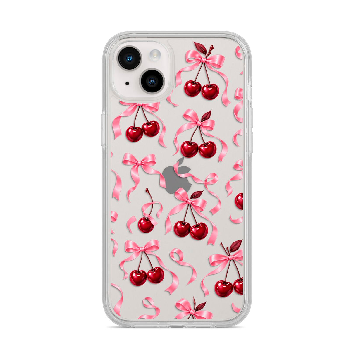 Cherry Silk Bows iPhone 14 Plus Clear Tough Case Starlight