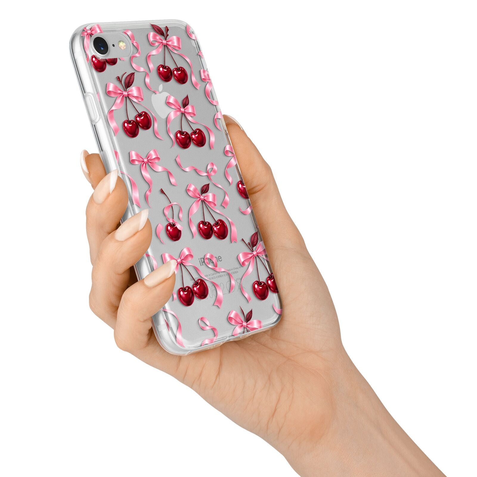 Cherry Silk Bows iPhone 7 Bumper Case on Silver iPhone Alternative Image