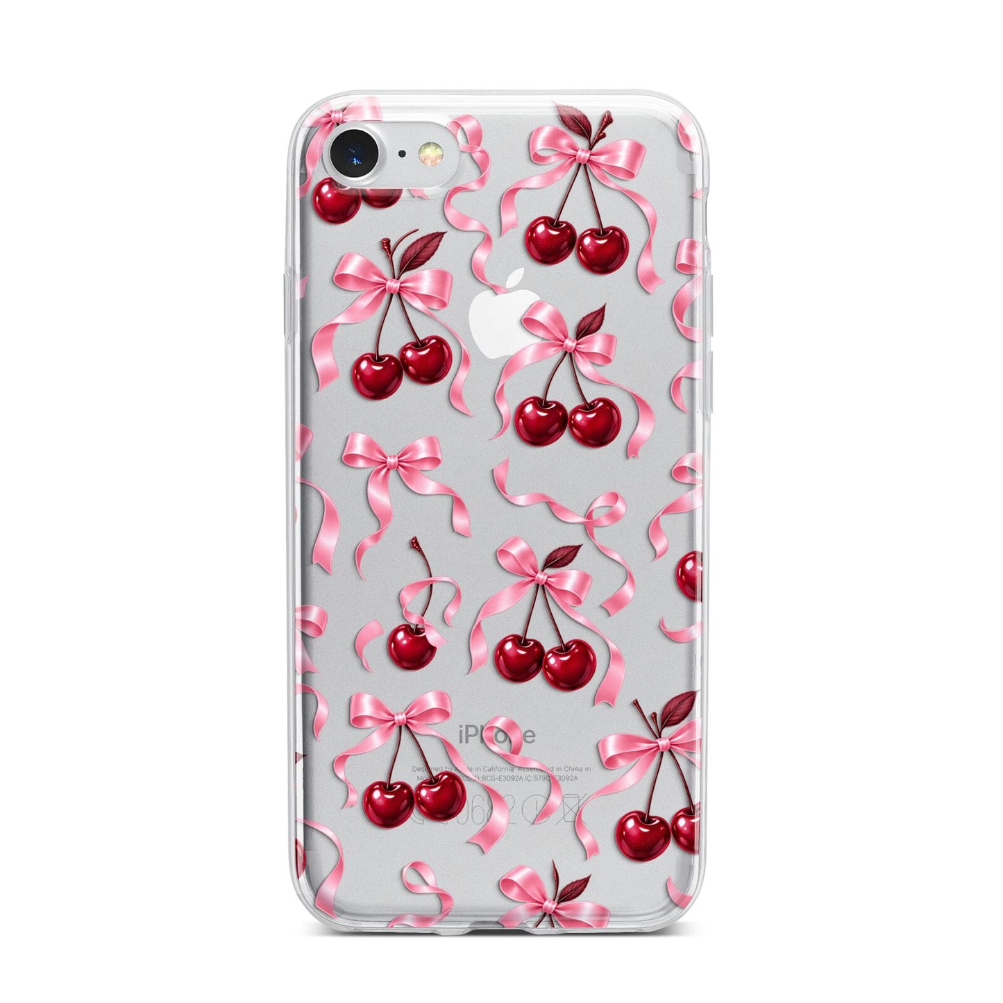 Cherry Silk Bows iPhone 7 Bumper Case on Silver iPhone