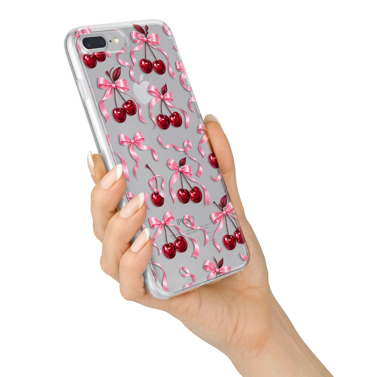 Cherry Silk Bows iPhone 7 Plus Bumper Case on Silver iPhone Alternative Image