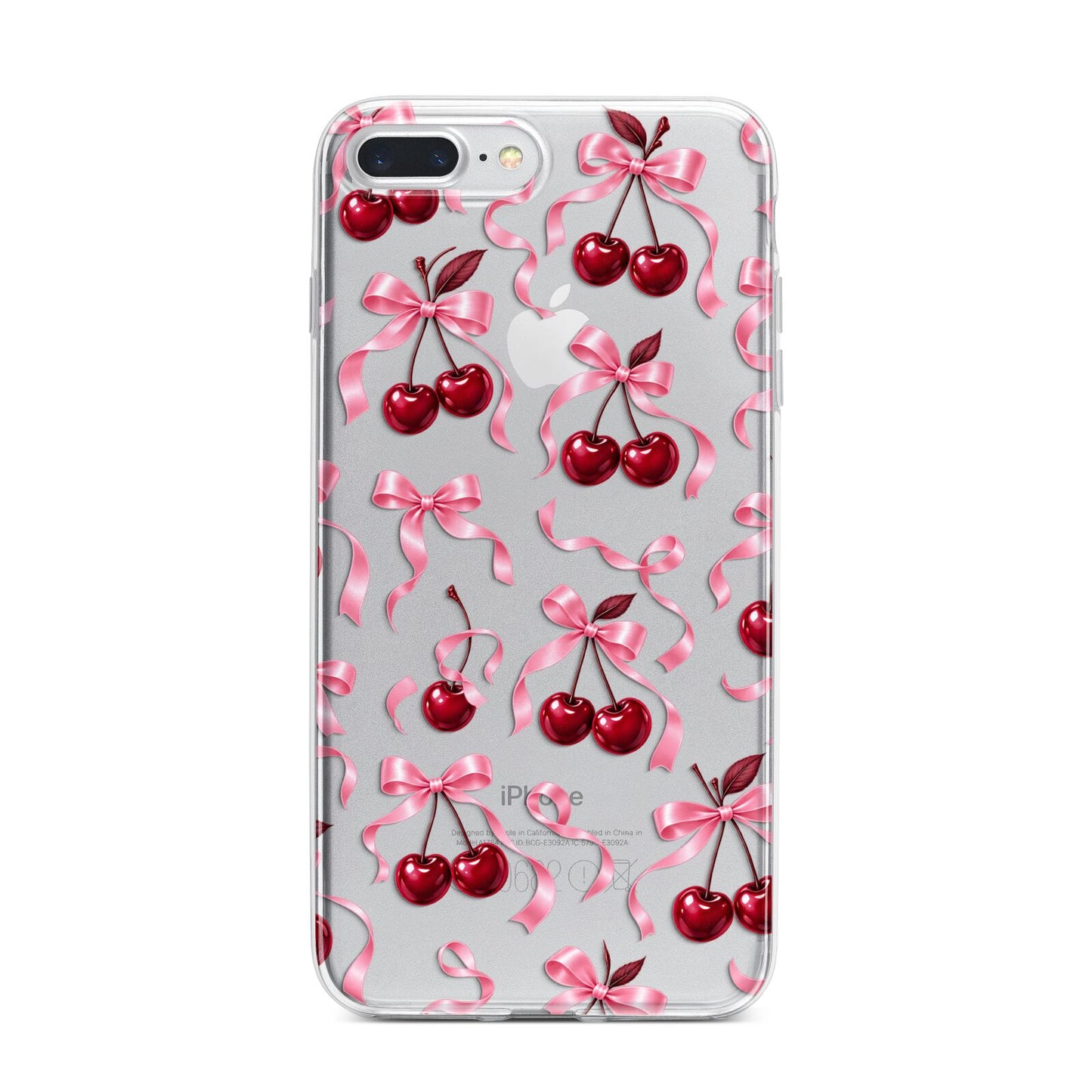 Cherry Silk Bows iPhone 7 Plus Bumper Case on Silver iPhone