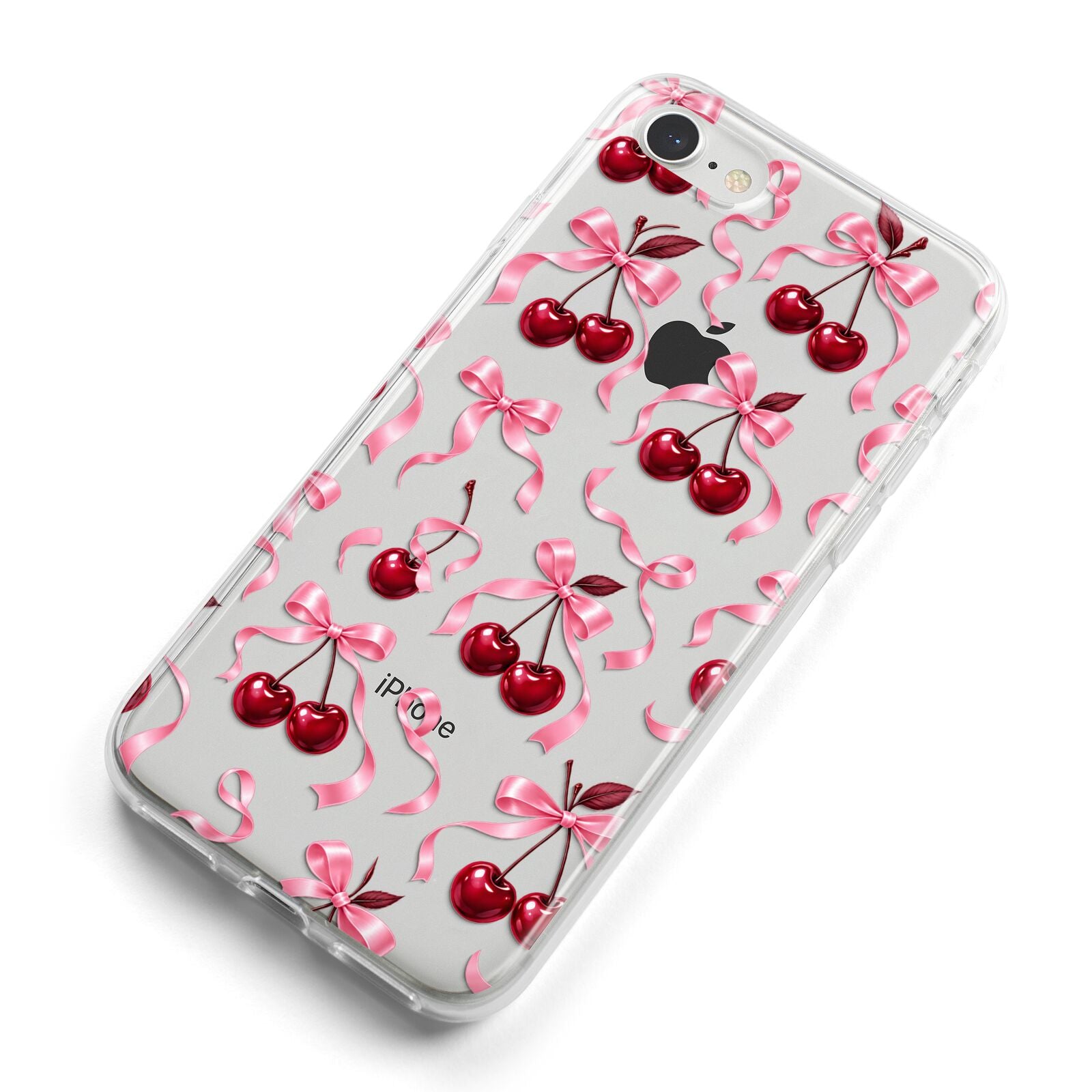 Cherry Silk Bows iPhone 8 Bumper Case on Silver iPhone Alternative Image