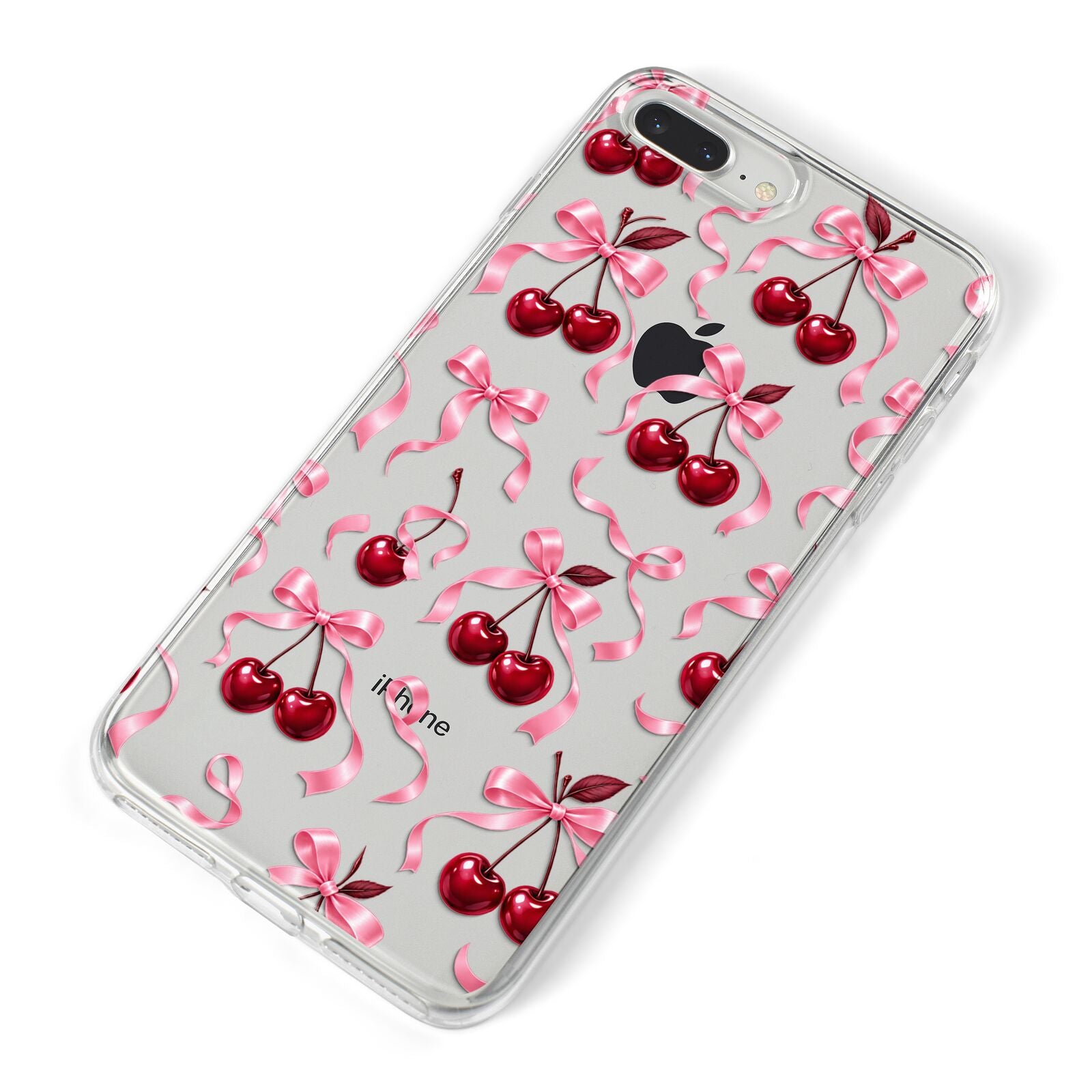 Cherry Silk Bows iPhone 8 Plus Bumper Case on Silver iPhone Alternative Image