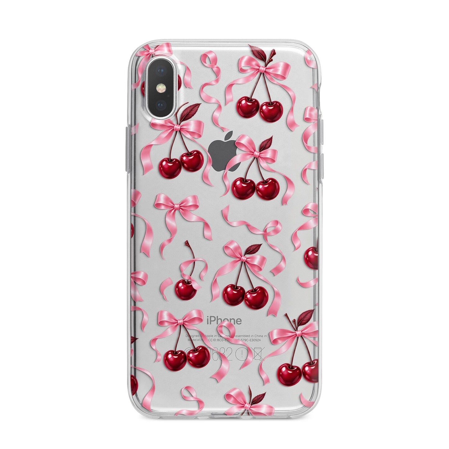 Cherry Silk Bows iPhone X Bumper Case on Silver iPhone Alternative Image 1