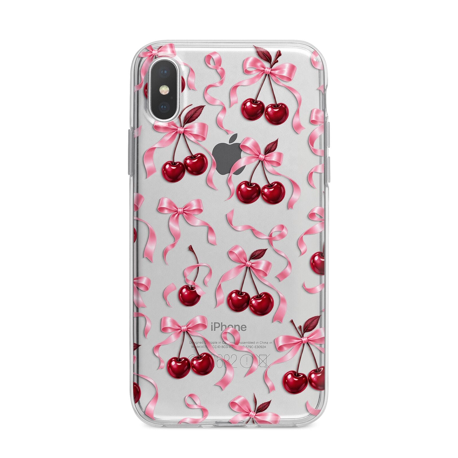 Cherry Silk Bows iPhone X Bumper Case on Silver iPhone Alternative Image 1