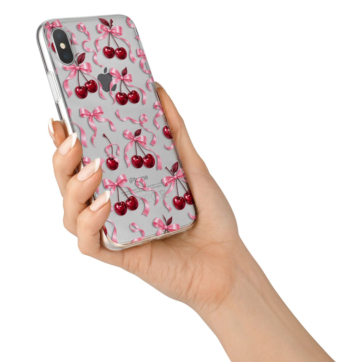 Cherry Silk Bows iPhone X Bumper Case on Silver iPhone Alternative Image 2