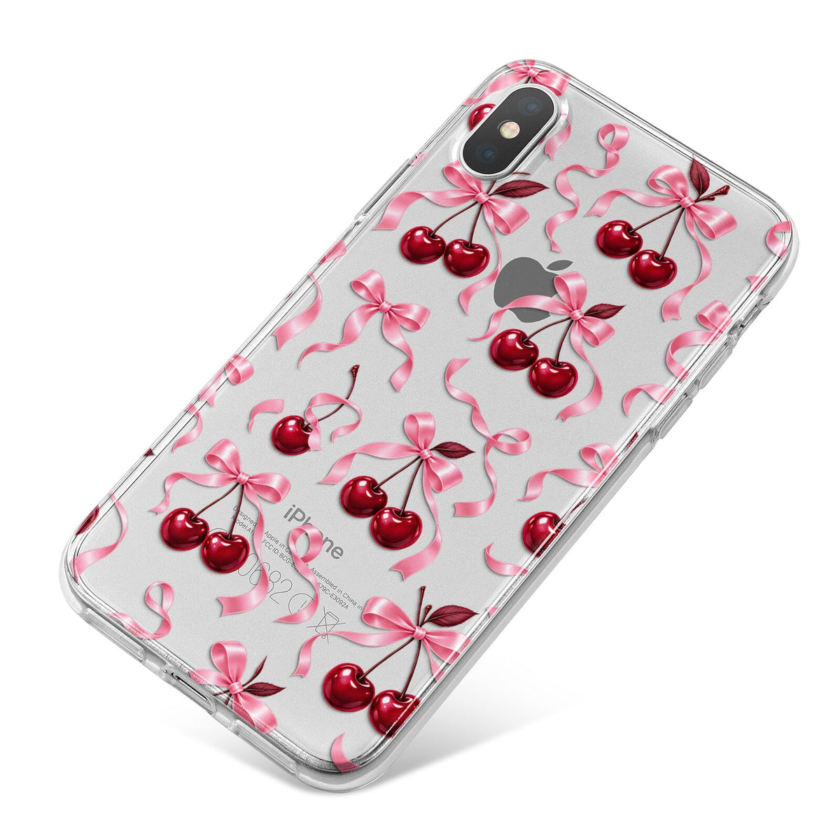 Cherry Silk Bows iPhone X Bumper Case on Silver iPhone