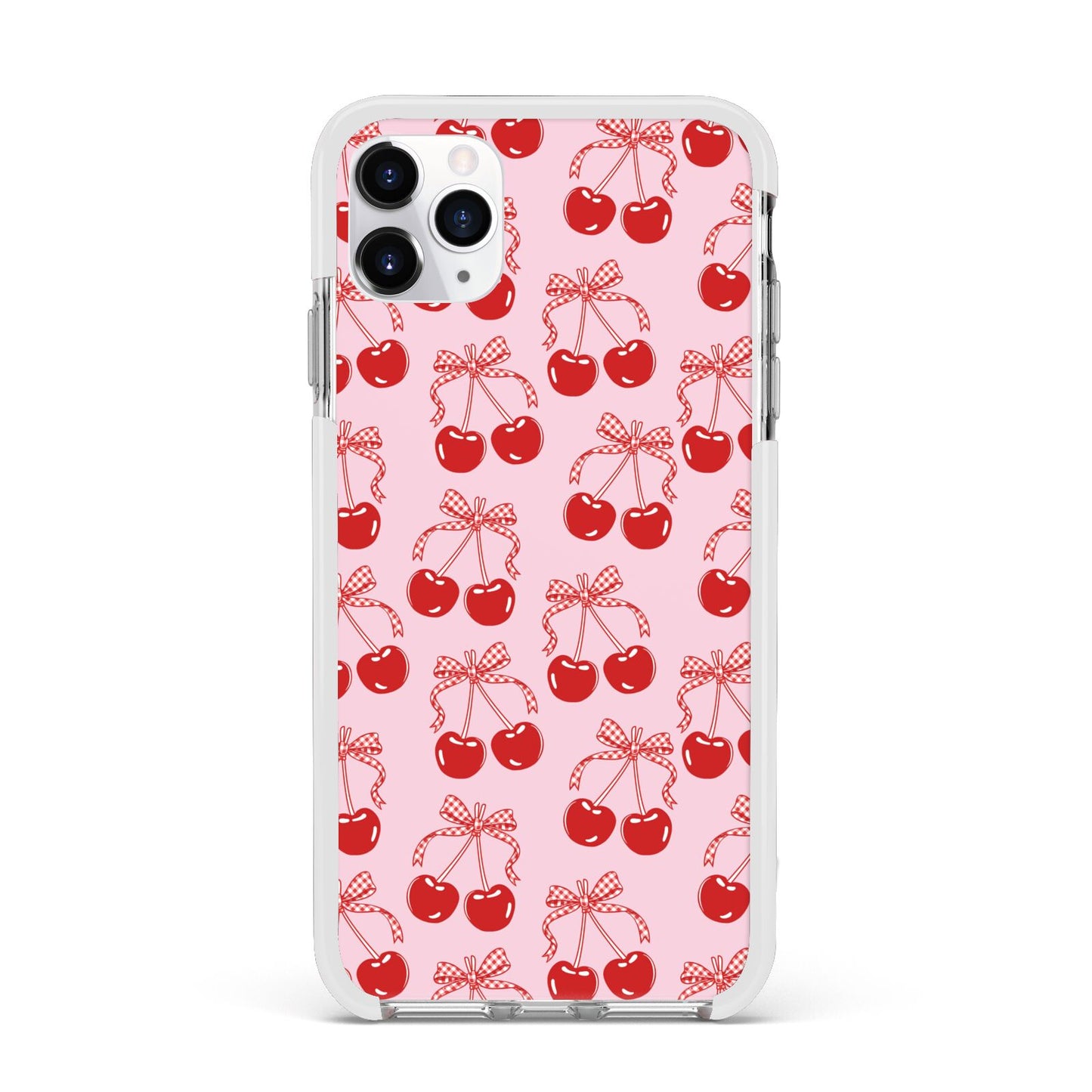 Cherry Sweet Apple iPhone 11 Pro Max in Silver with White Impact Case