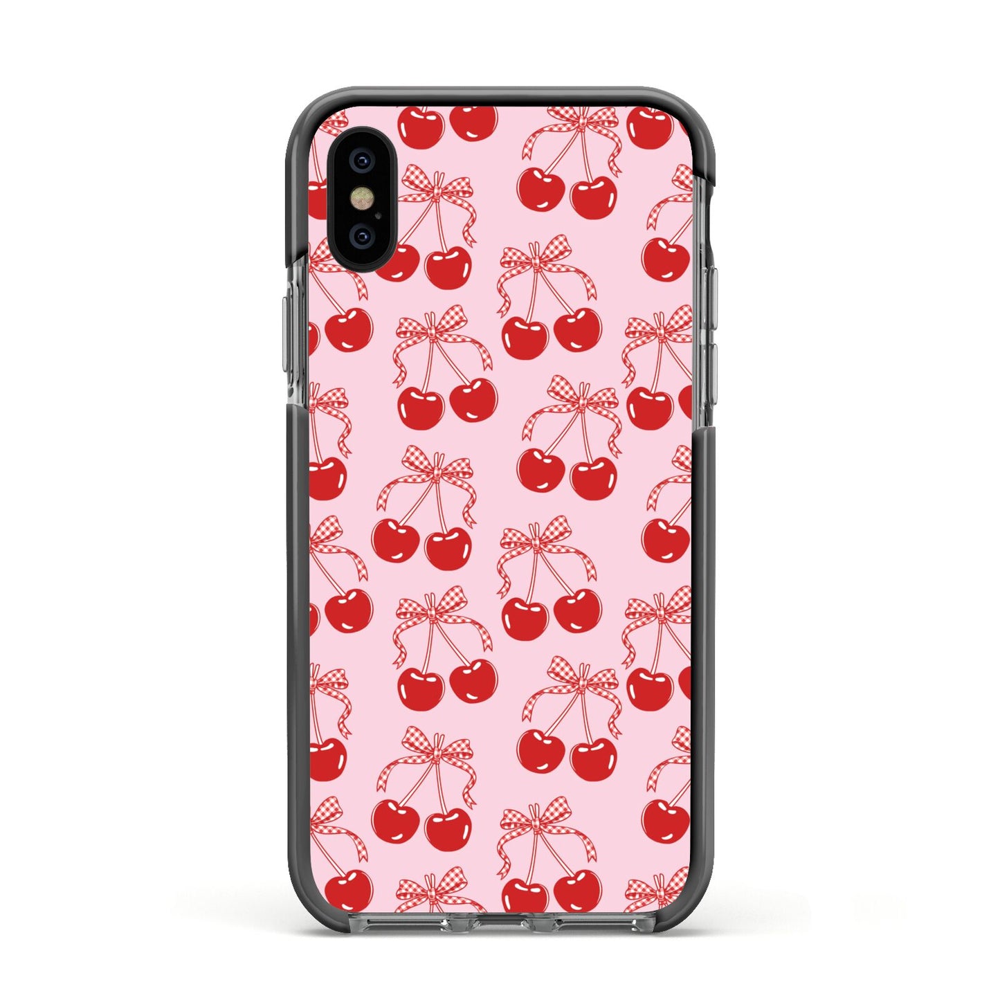 Cherry Sweet Apple iPhone Xs Impact Case Black Edge on Black Phone