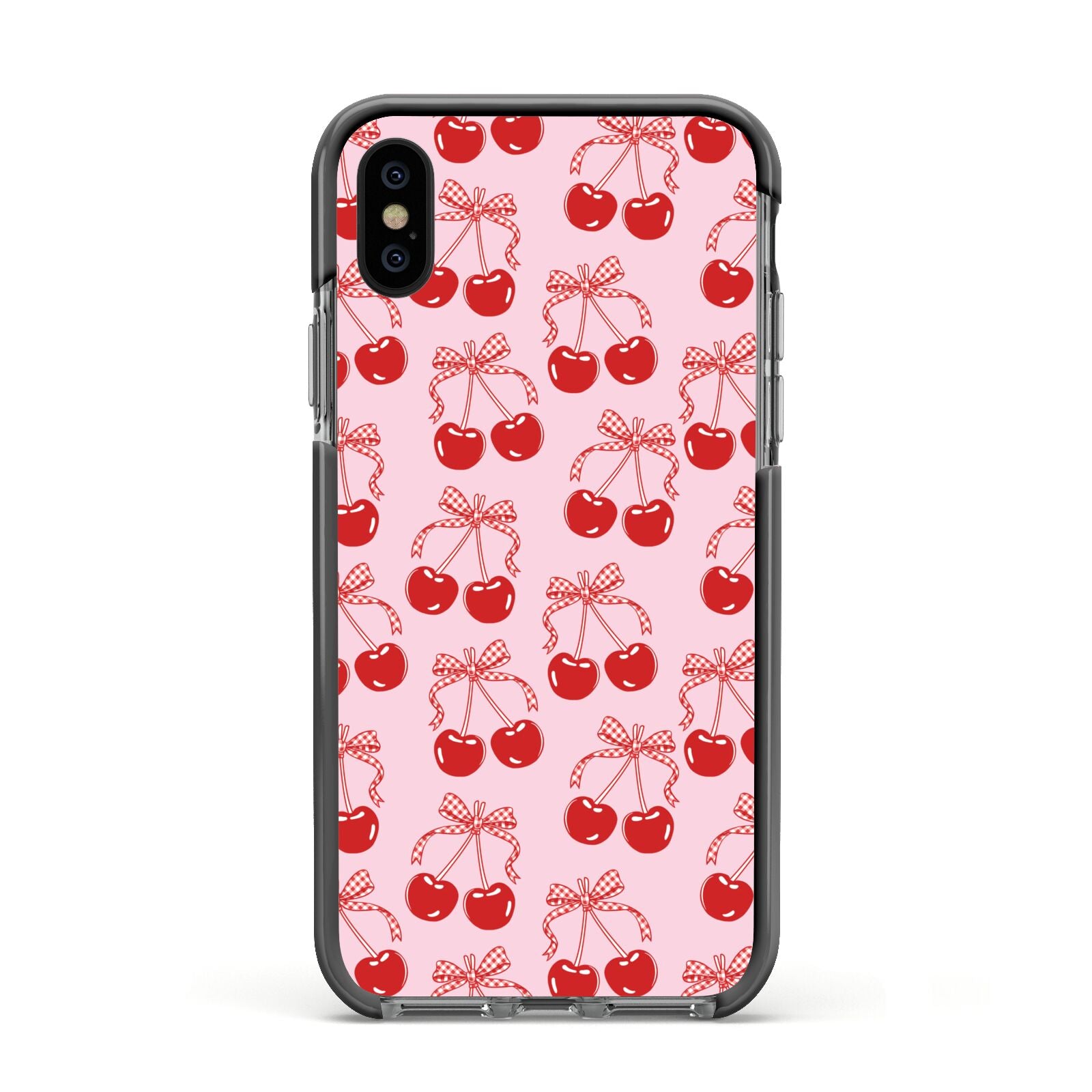 Cherry Sweet Apple iPhone Xs Impact Case Black Edge on Black Phone