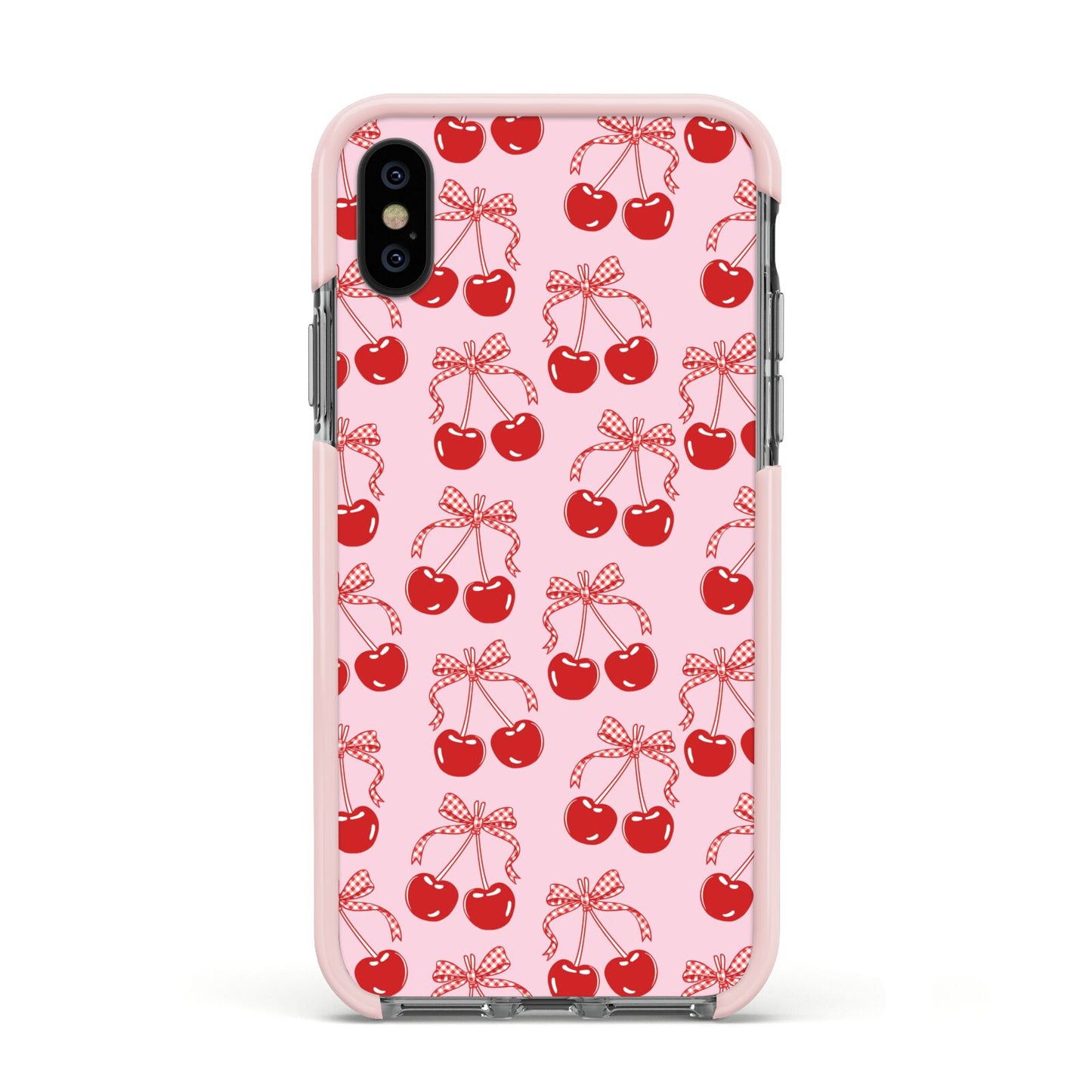 Cherry Sweet Apple iPhone Xs Impact Case Pink Edge on Black Phone