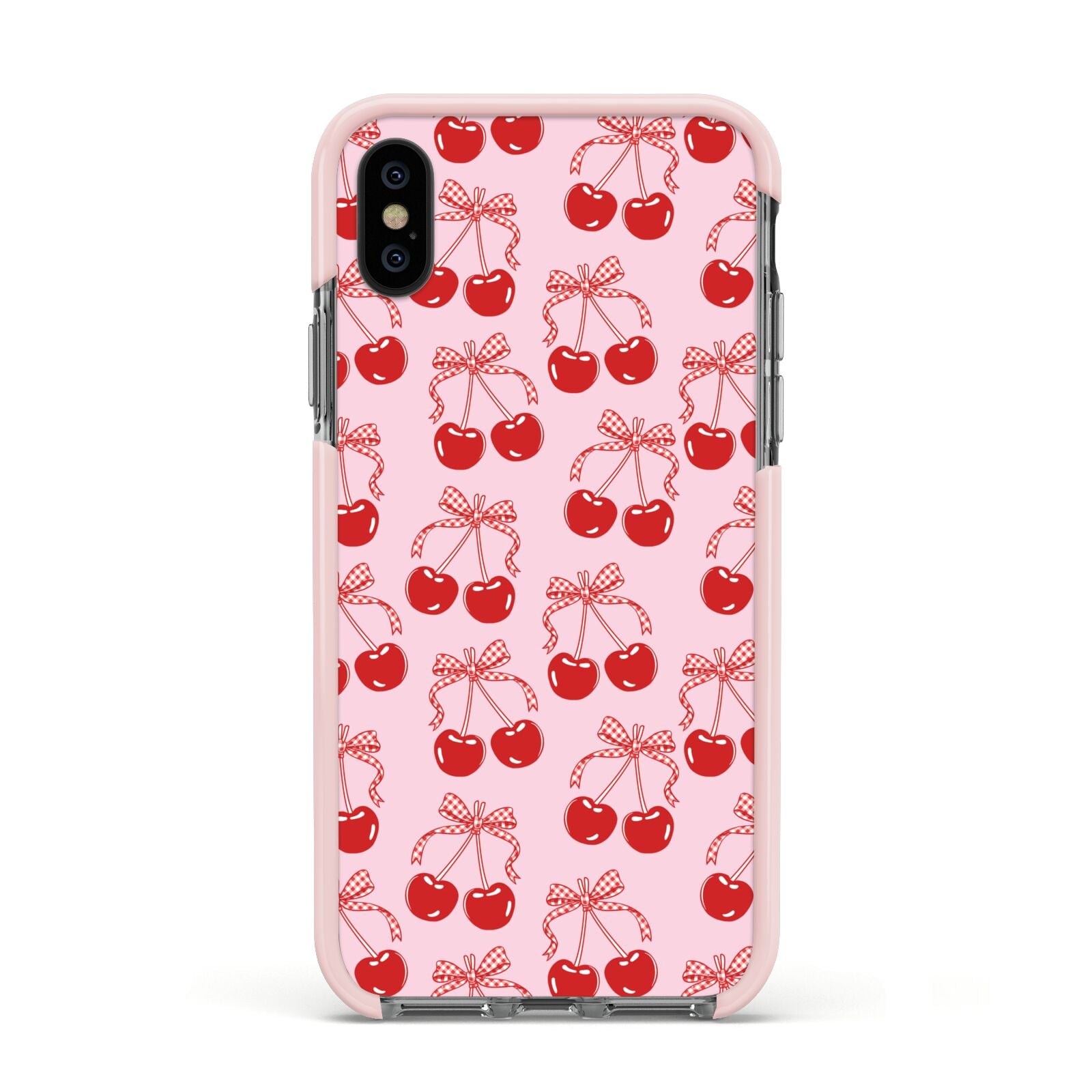 Cherry Sweet Apple iPhone Xs Impact Case Pink Edge on Black Phone