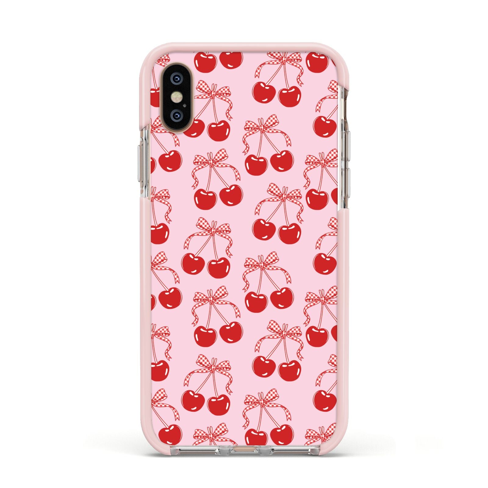 Cherry Sweet Apple iPhone Xs Impact Case Pink Edge on Gold Phone