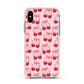 Cherry Sweet Apple iPhone Xs Impact Case Pink Edge on Silver Phone