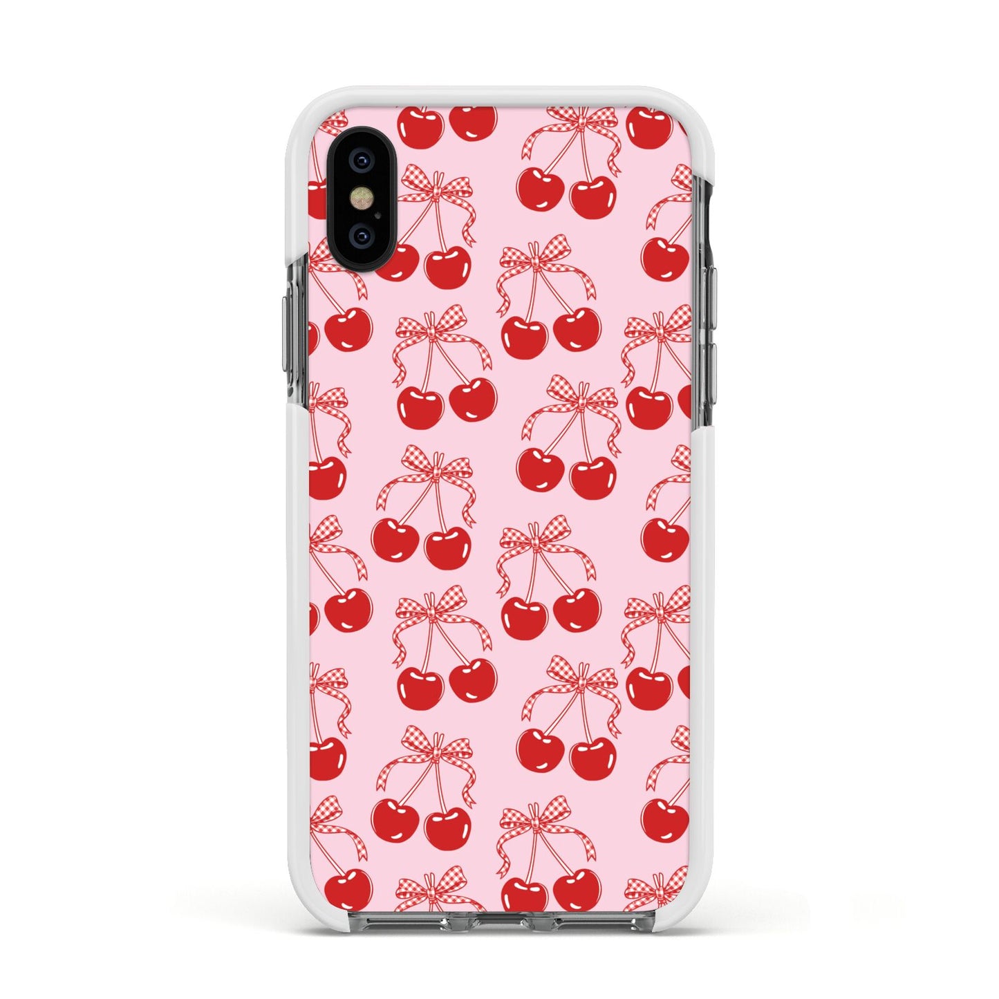 Cherry Sweet Apple iPhone Xs Impact Case White Edge on Black Phone