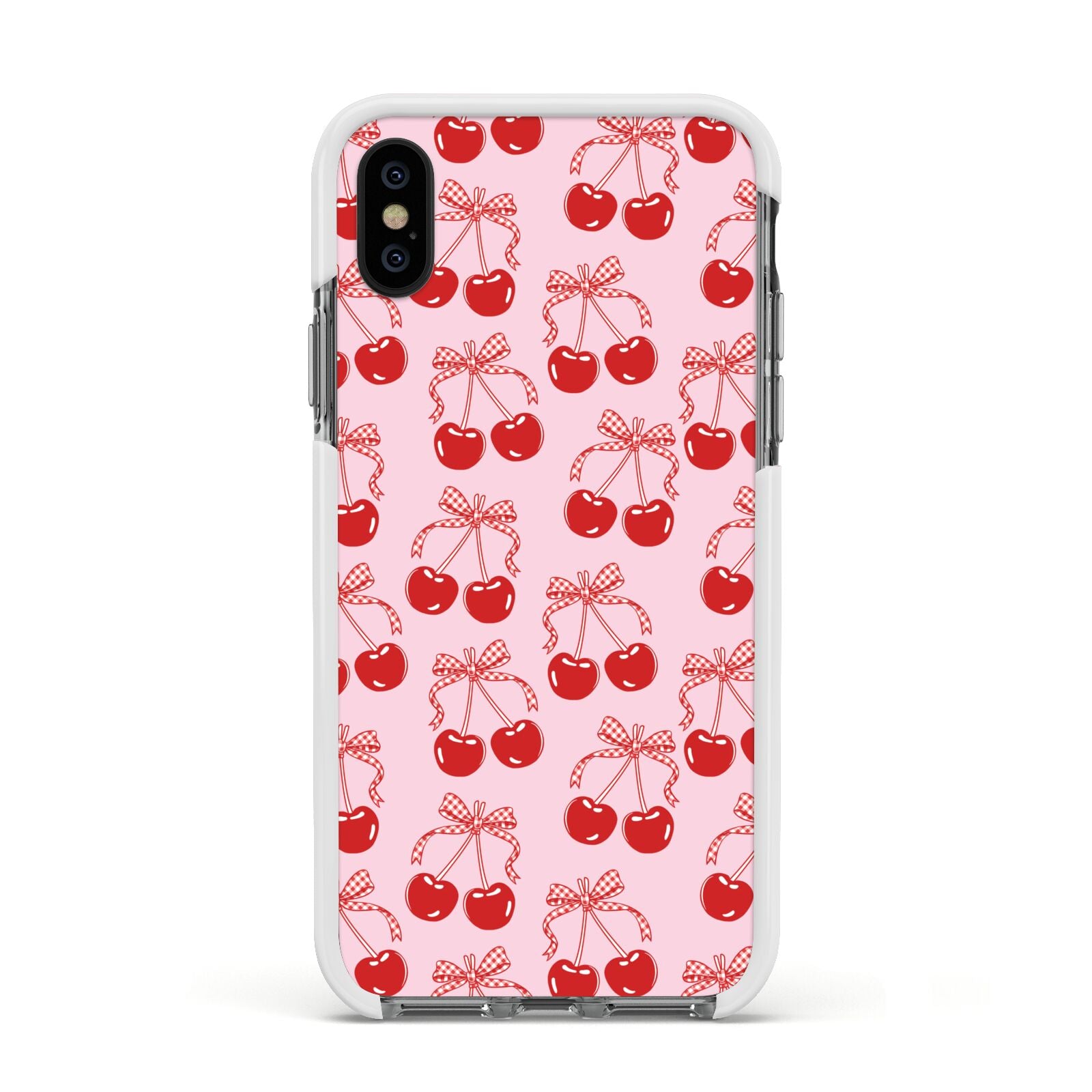 Cherry Sweet Apple iPhone Xs Impact Case White Edge on Black Phone