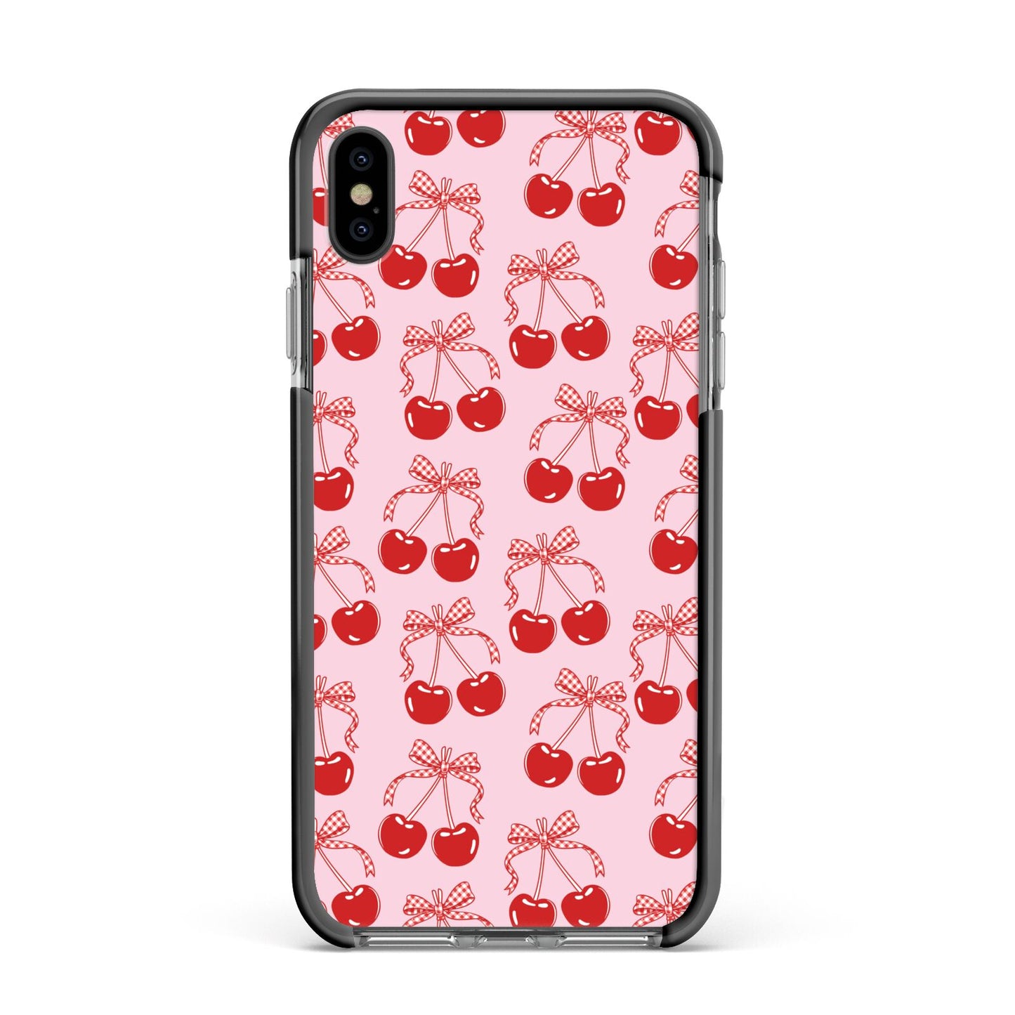 Cherry Sweet Apple iPhone Xs Max Impact Case Black Edge on Black Phone