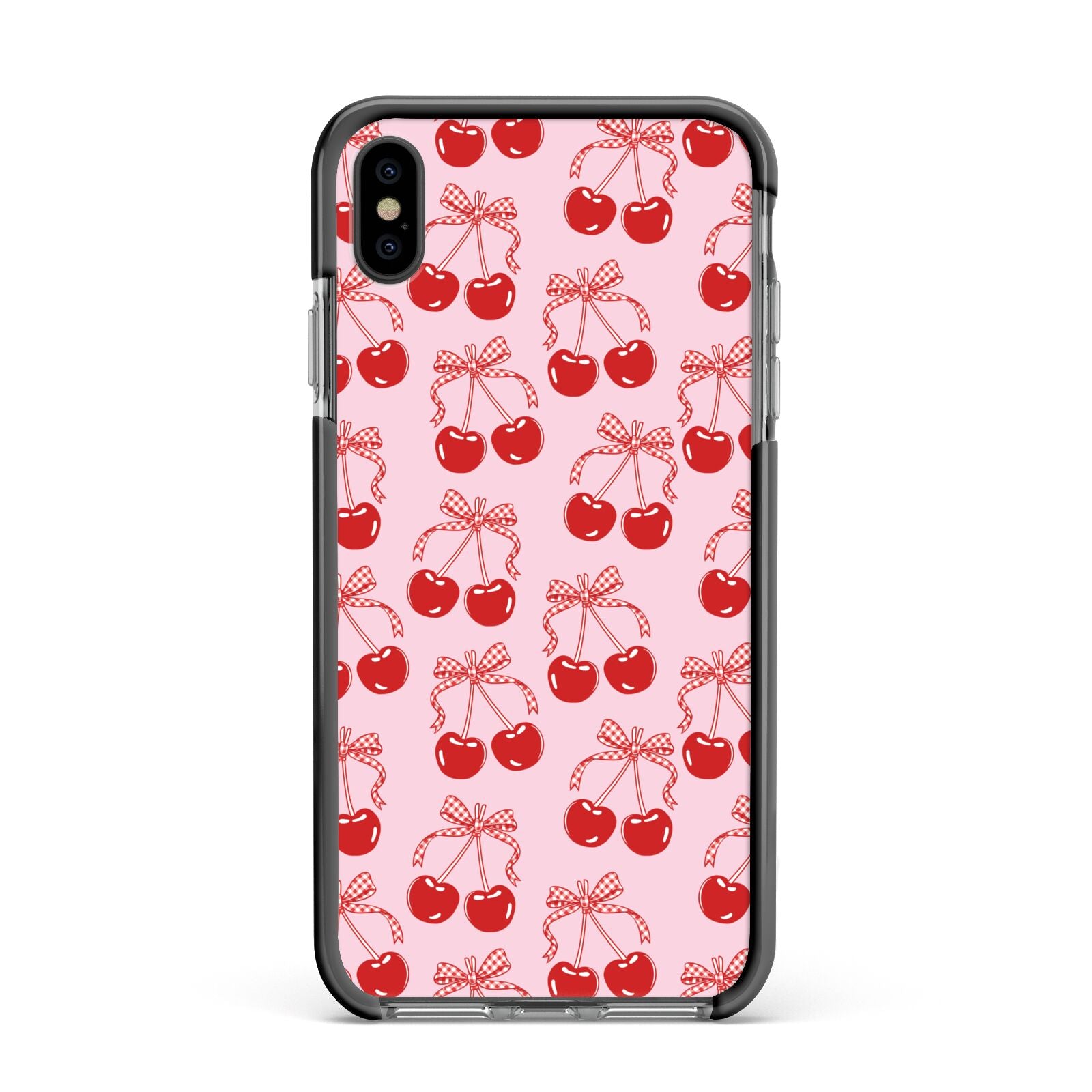 Cherry Sweet Apple iPhone Xs Max Impact Case Black Edge on Black Phone