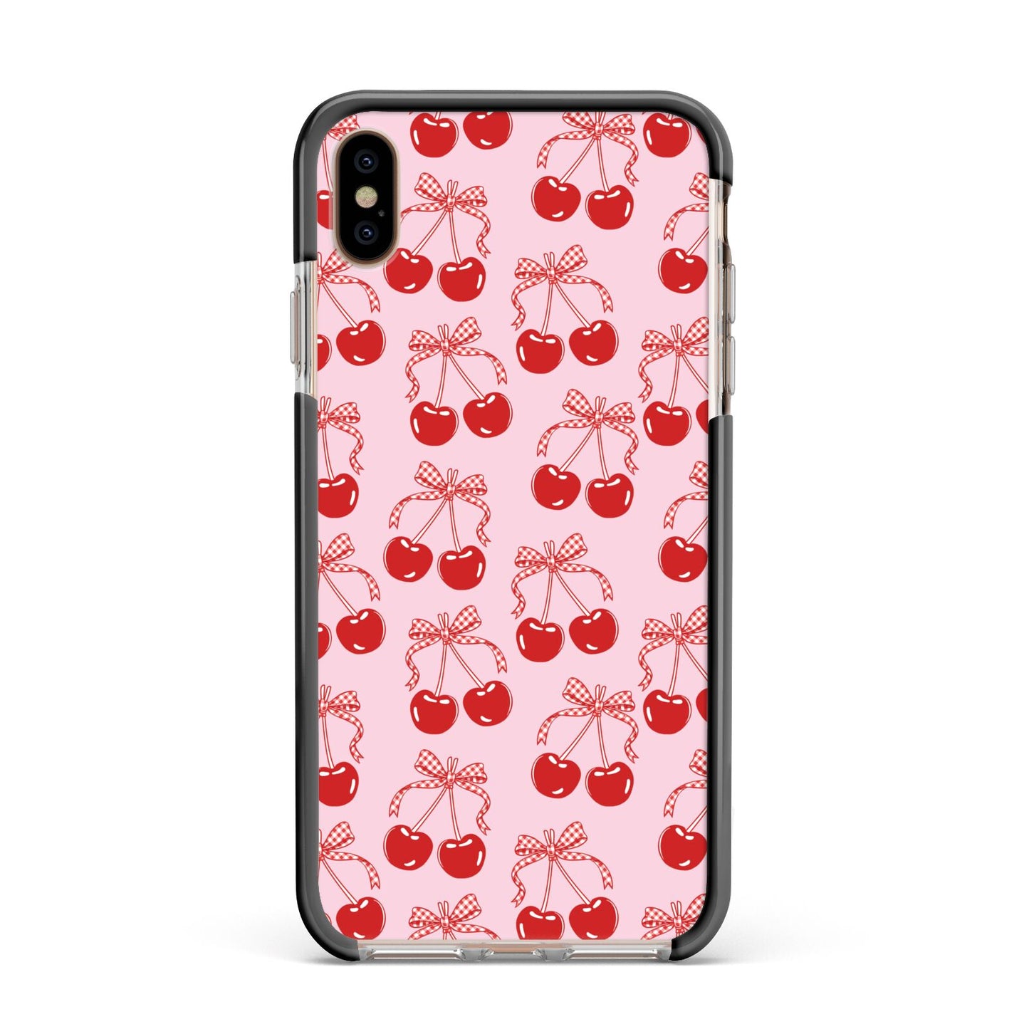 Cherry Sweet Apple iPhone Xs Max Impact Case Black Edge on Gold Phone