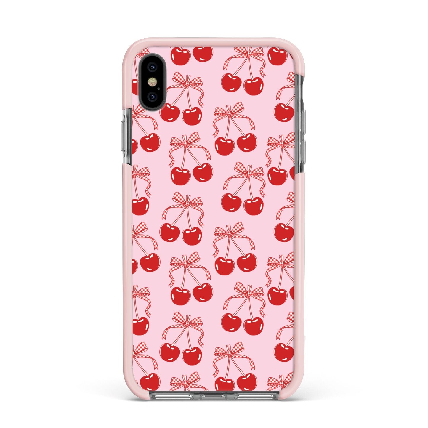 Cherry Sweet Apple iPhone Xs Max Impact Case Pink Edge on Black Phone