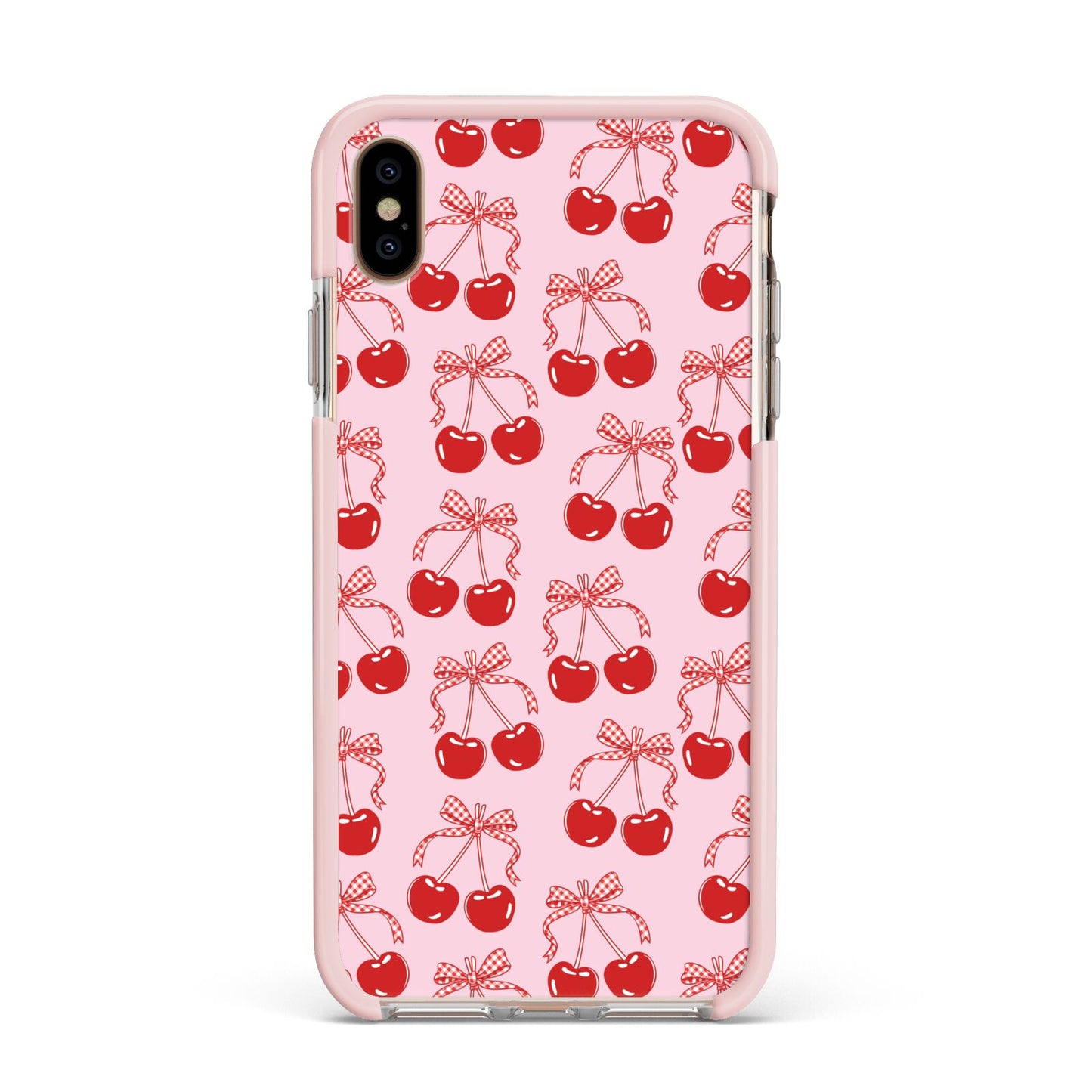 Cherry Sweet Apple iPhone Xs Max Impact Case Pink Edge on Gold Phone