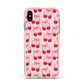 Cherry Sweet Apple iPhone Xs Max Impact Case Pink Edge on Silver Phone