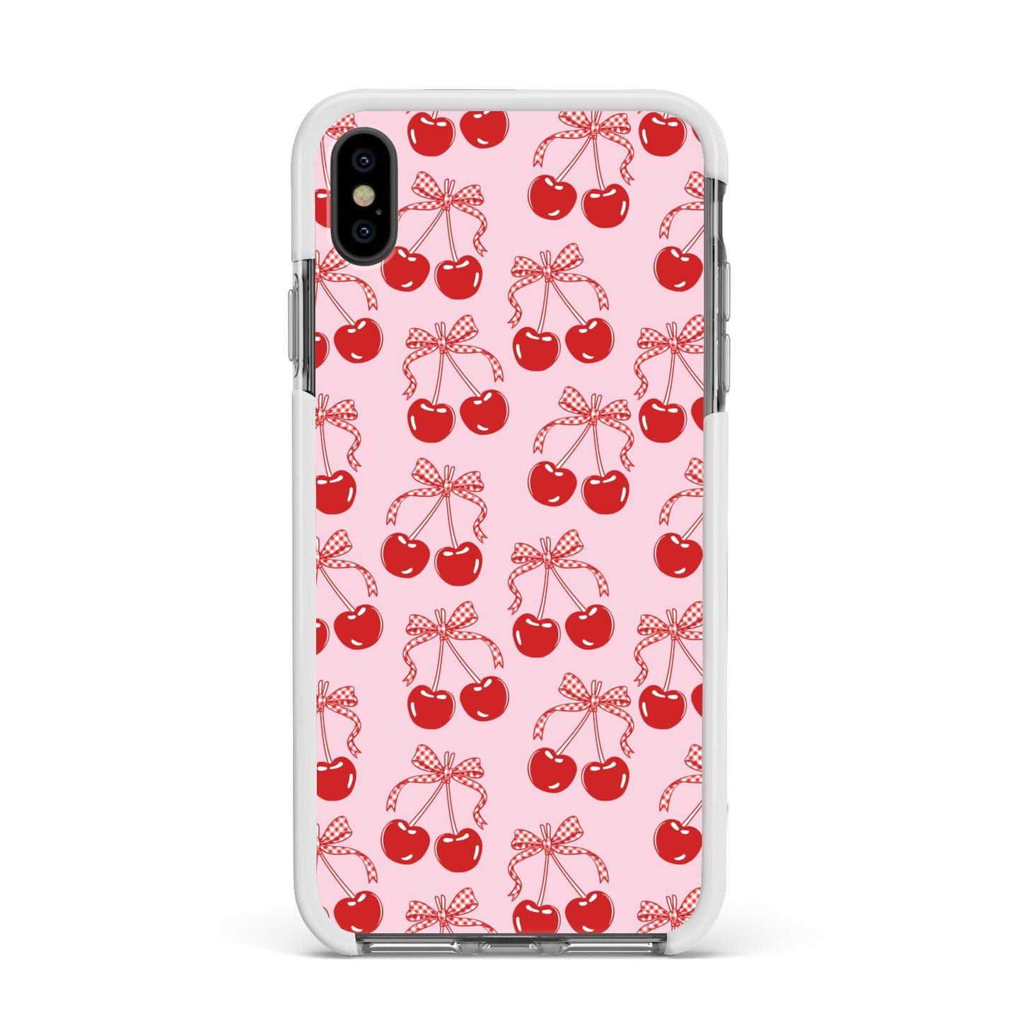 Cherry Sweet Apple iPhone Xs Max Impact Case White Edge on Black Phone