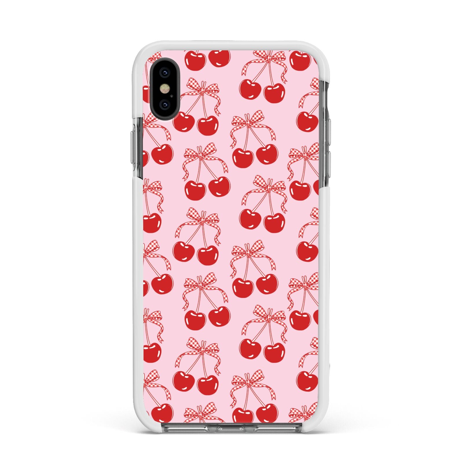 Cherry Sweet Apple iPhone Xs Max Impact Case White Edge on Black Phone
