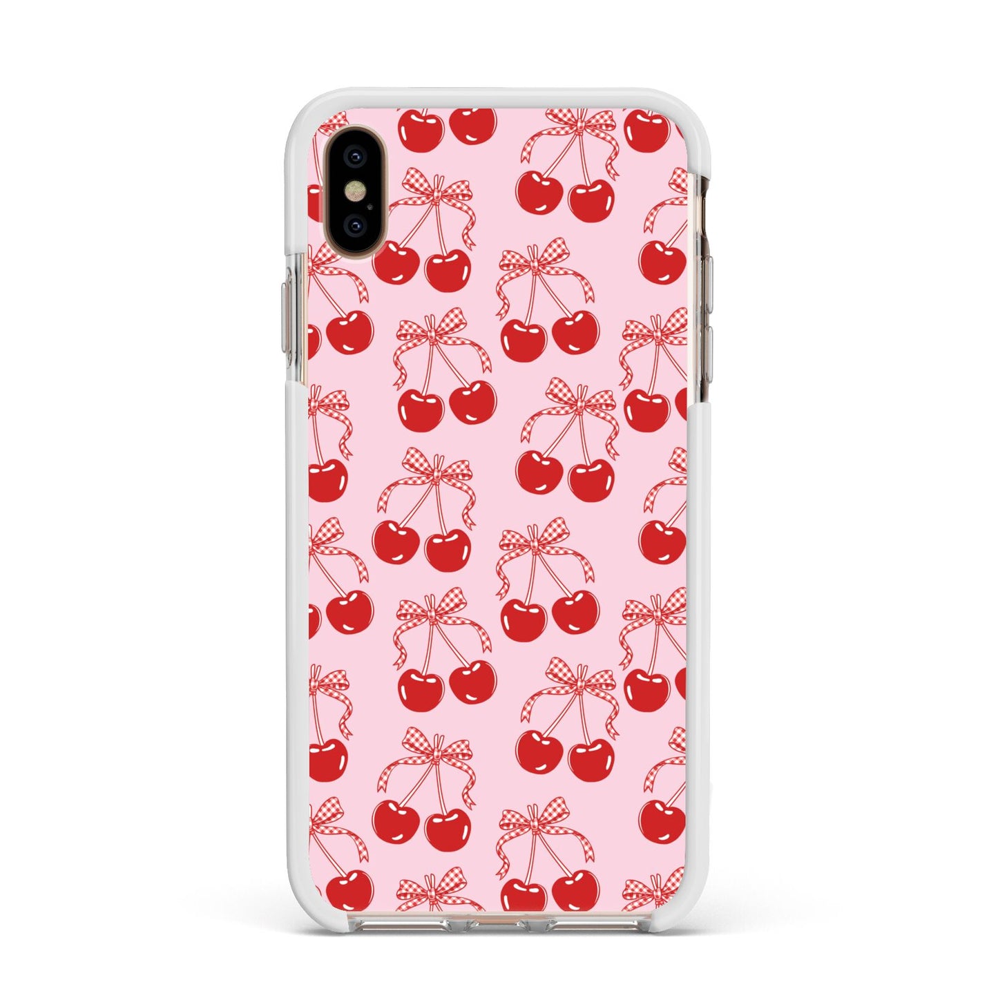 Cherry Sweet Apple iPhone Xs Max Impact Case White Edge on Gold Phone