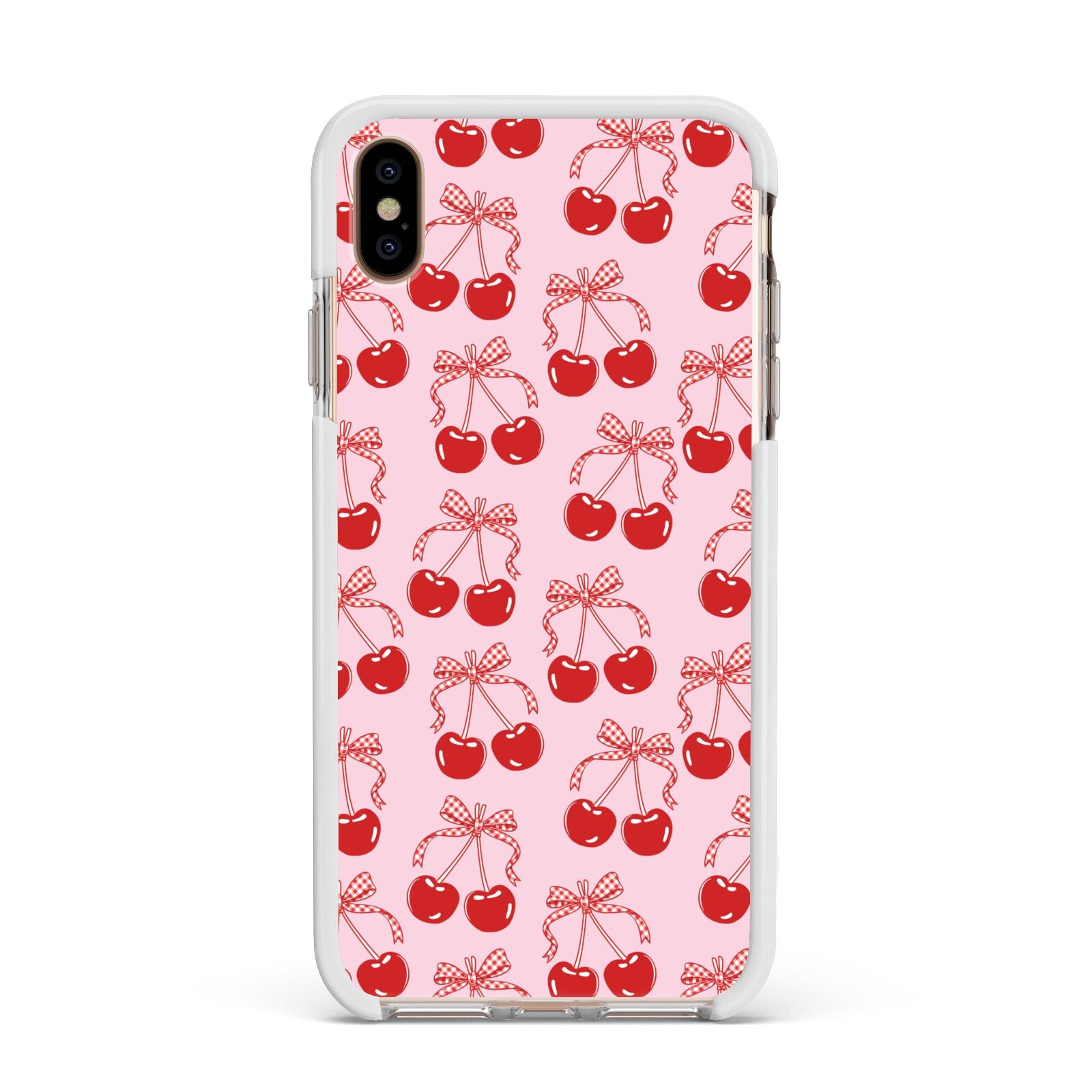 Cherry Sweet Apple iPhone Xs Max Impact Case White Edge on Gold Phone