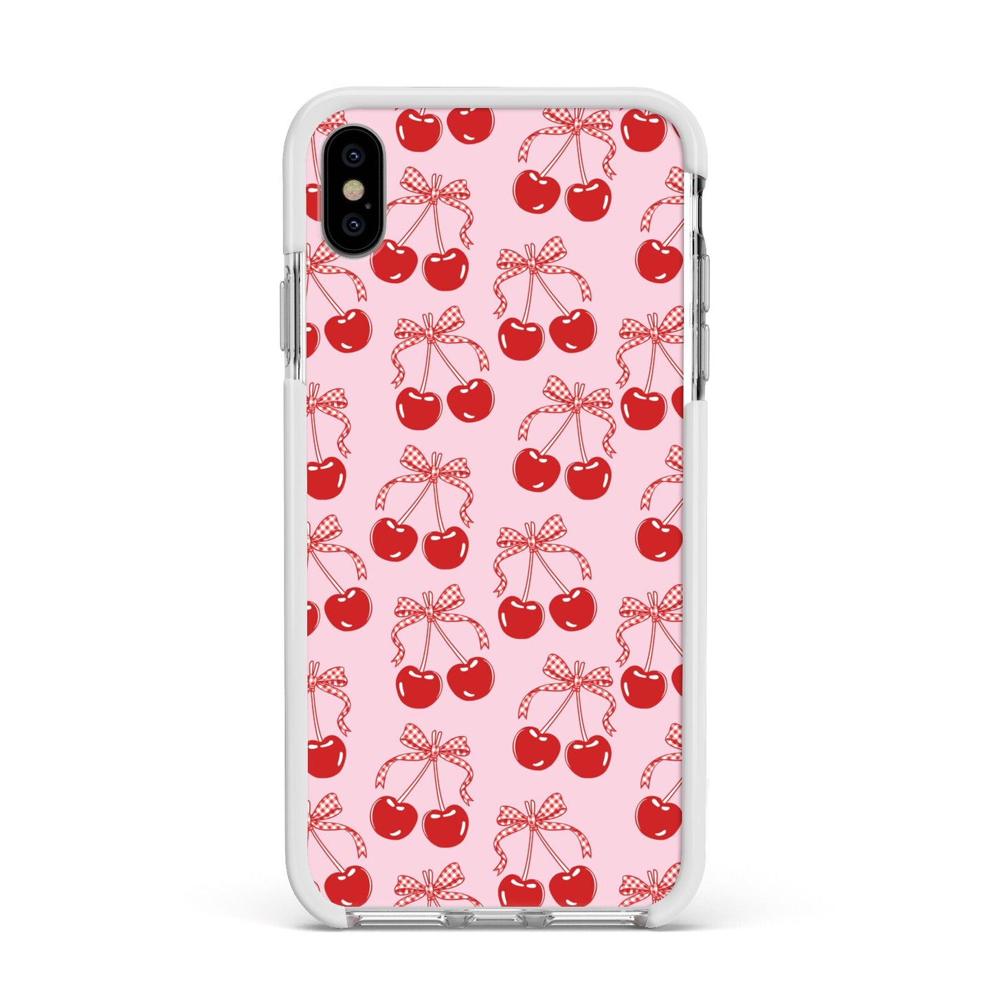 Cherry Sweet Apple iPhone Xs Max Impact Case White Edge on Silver Phone