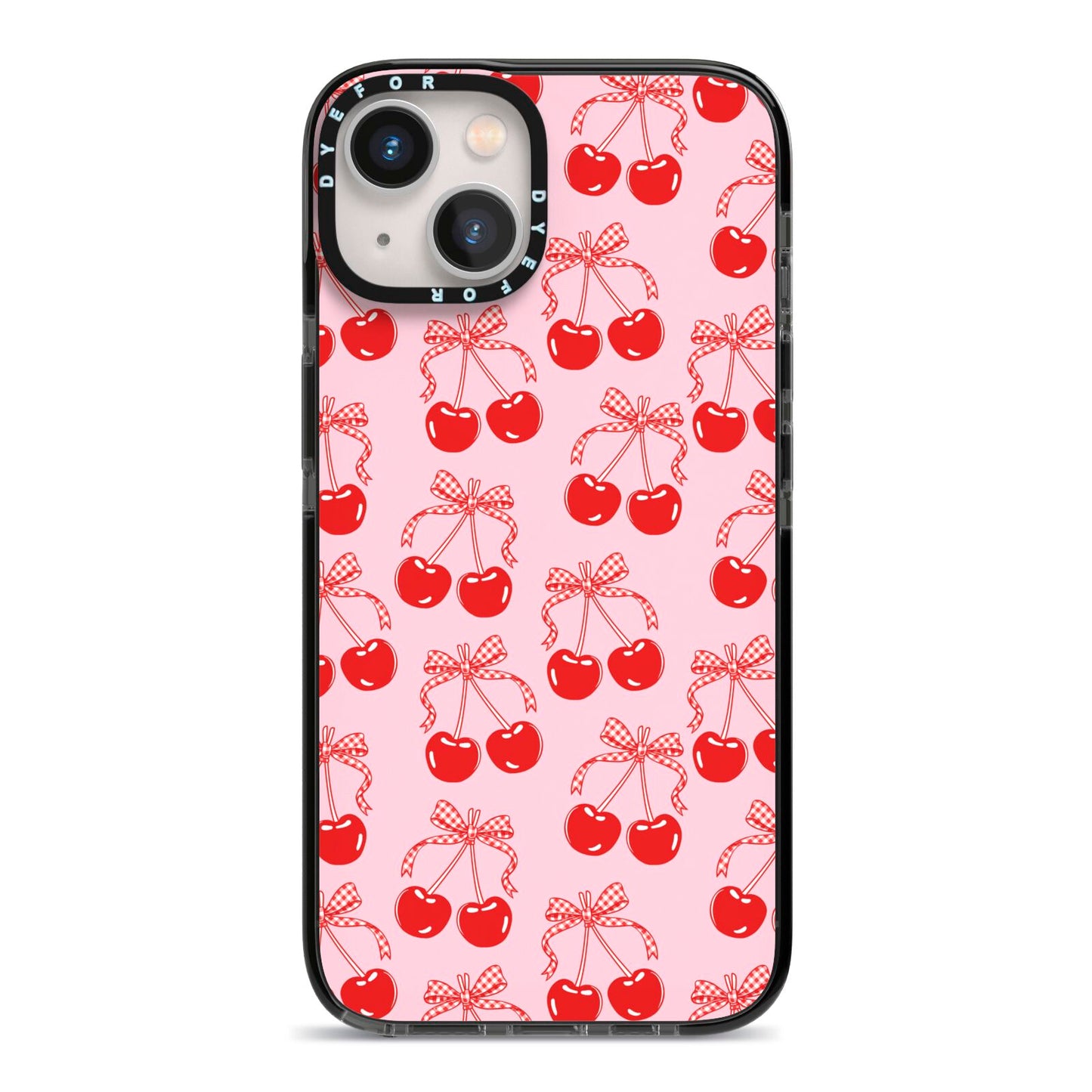 Cherry Sweet iPhone 13 Black Impact Case on Silver phone