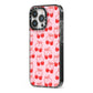 Cherry Sweet iPhone 13 Pro Black Impact Case Side Angle on Silver phone