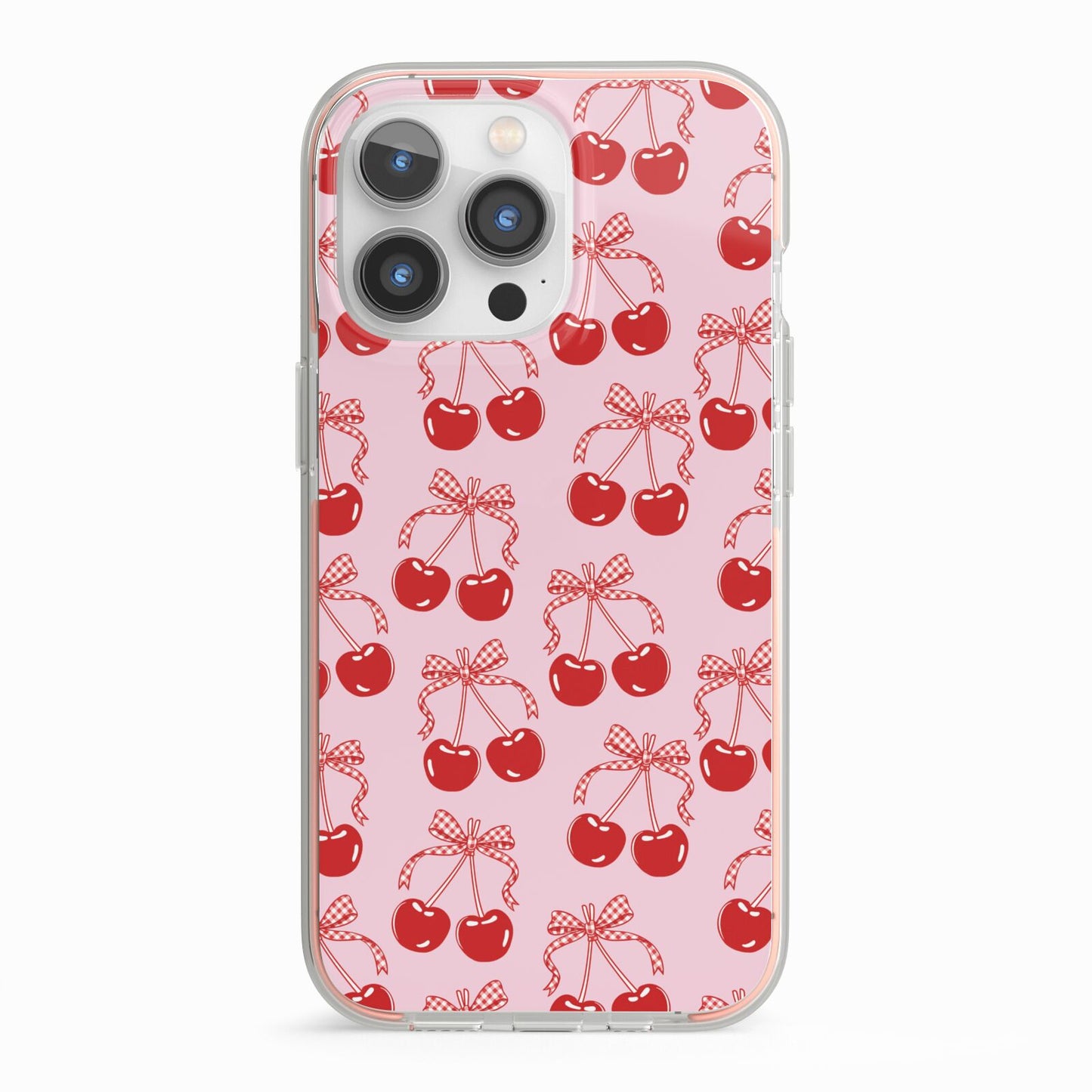 Cherry Sweet iPhone 13 Pro TPU Impact Case with Pink Edges