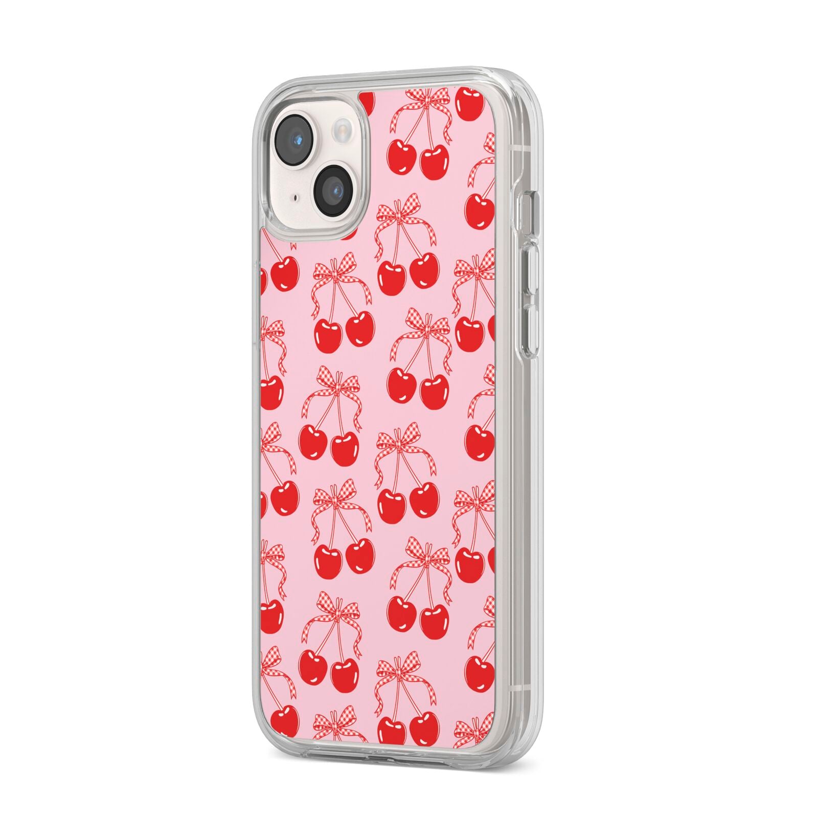 Cherry Sweet iPhone 14 Plus Clear Tough Case Starlight Angled Image