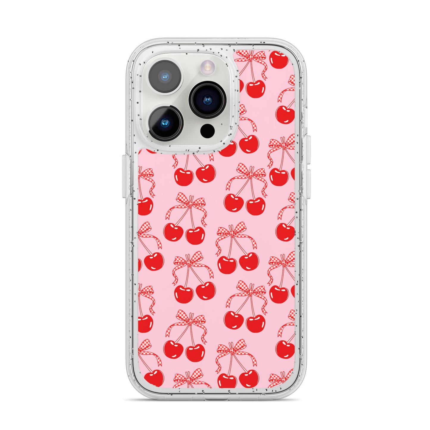 Cherry Sweet iPhone 14 Pro Glitter Tough Case Silver