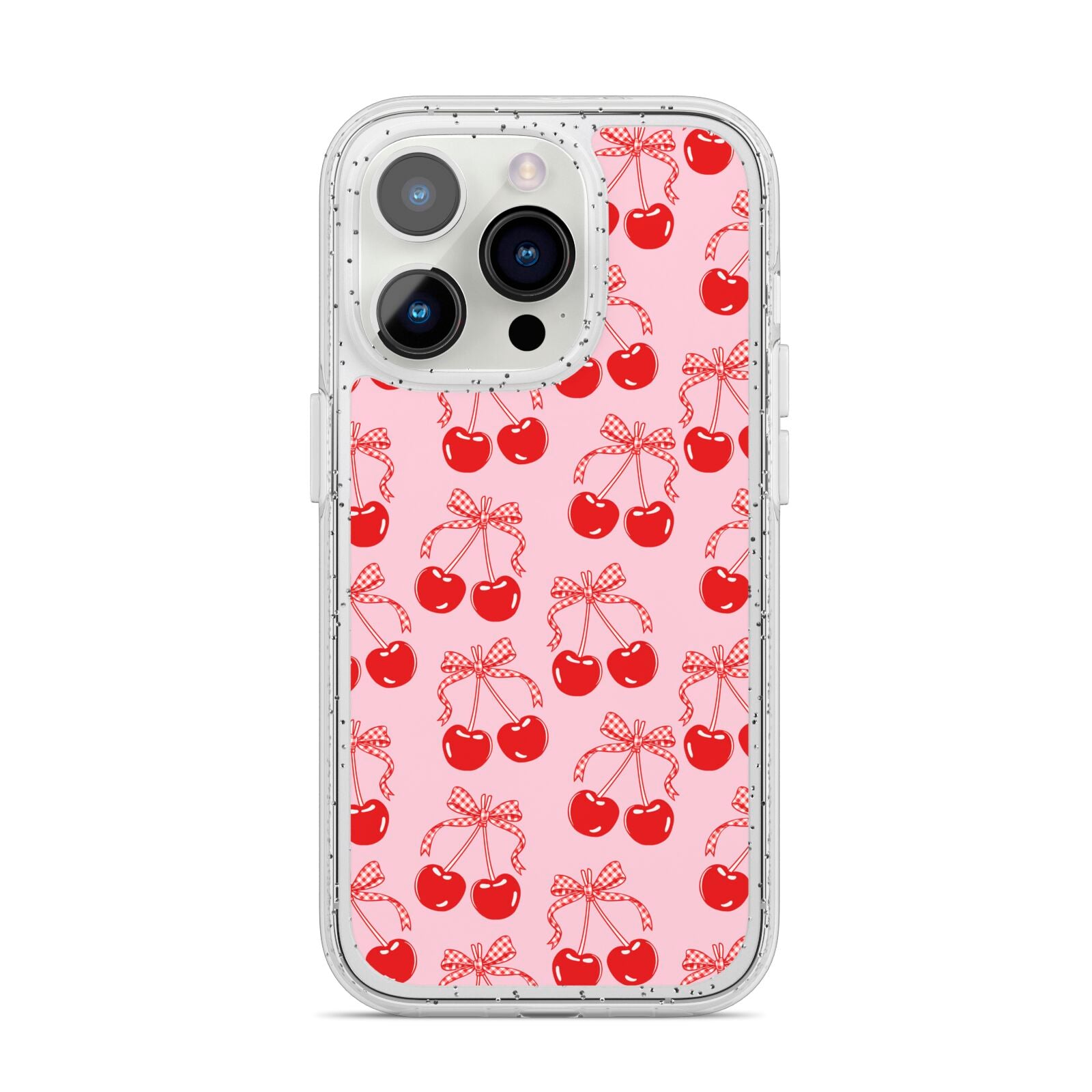 Cherry Sweet iPhone 14 Pro Glitter Tough Case Silver