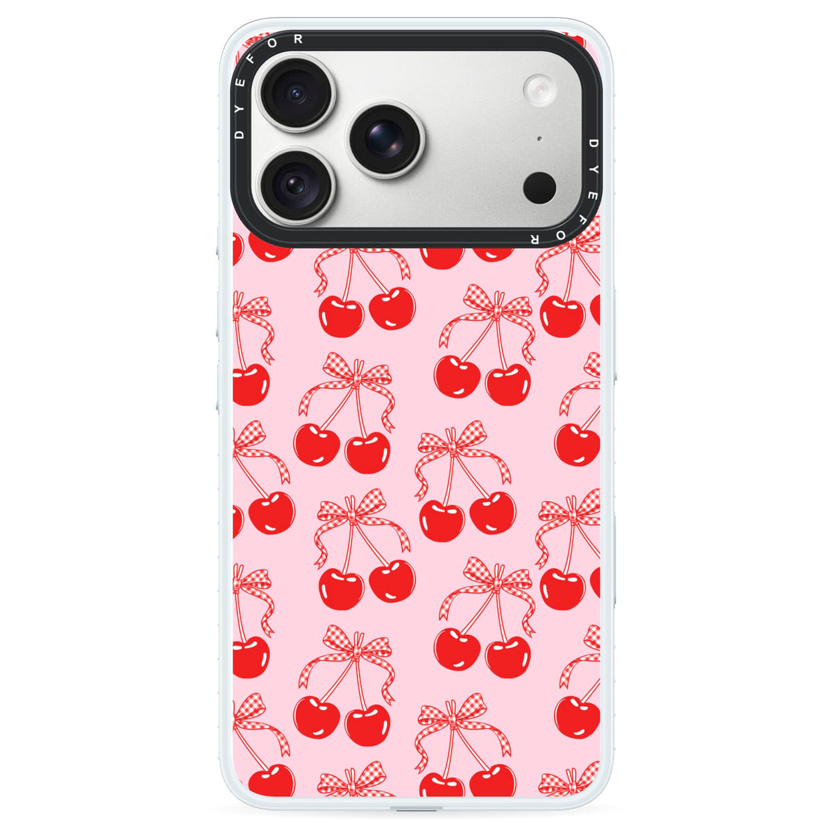 Cherry Sweet iPhone 18 Pro Black Impact Pre order Case on Silver phone