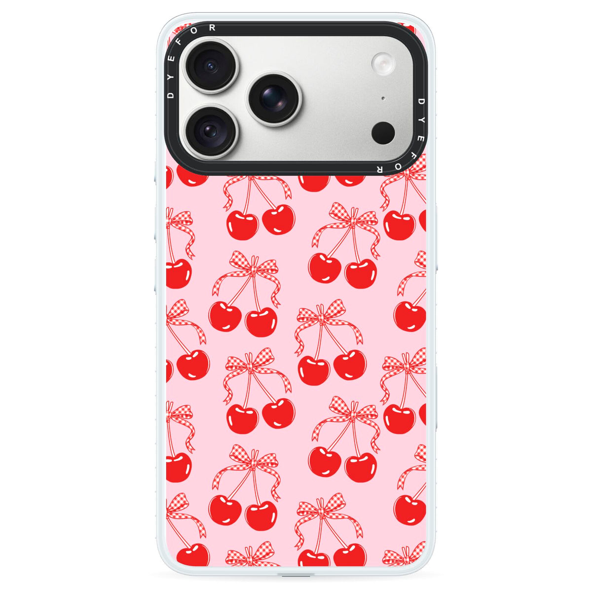 Cherry Sweet iPhone 18 Pro Max Black Impact Pre order Case on Silver phone