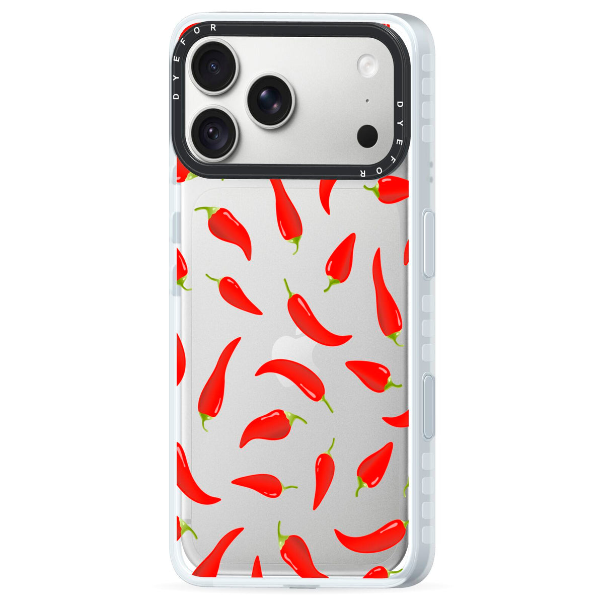 Chilli Pepper iPhone 18 Pro Max Black Impact Pre order Case Side Angle on Silver phone